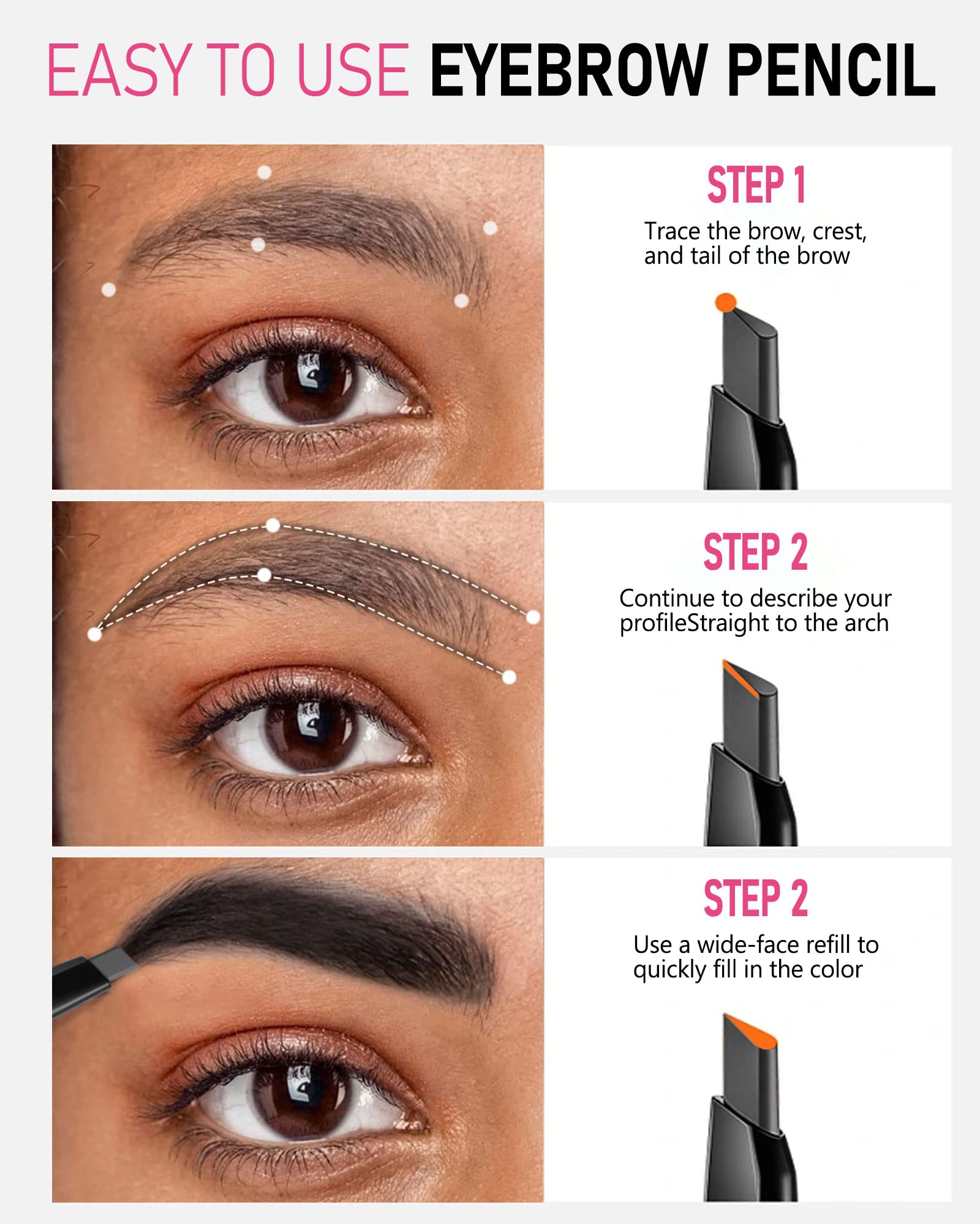 Yfulfill Black Eyebrow Pencil Waterproof, Eye Brow Pencils For Women Black, Eye Pencil Black, Brow Pencil Black, Eyebrow Pen Bla