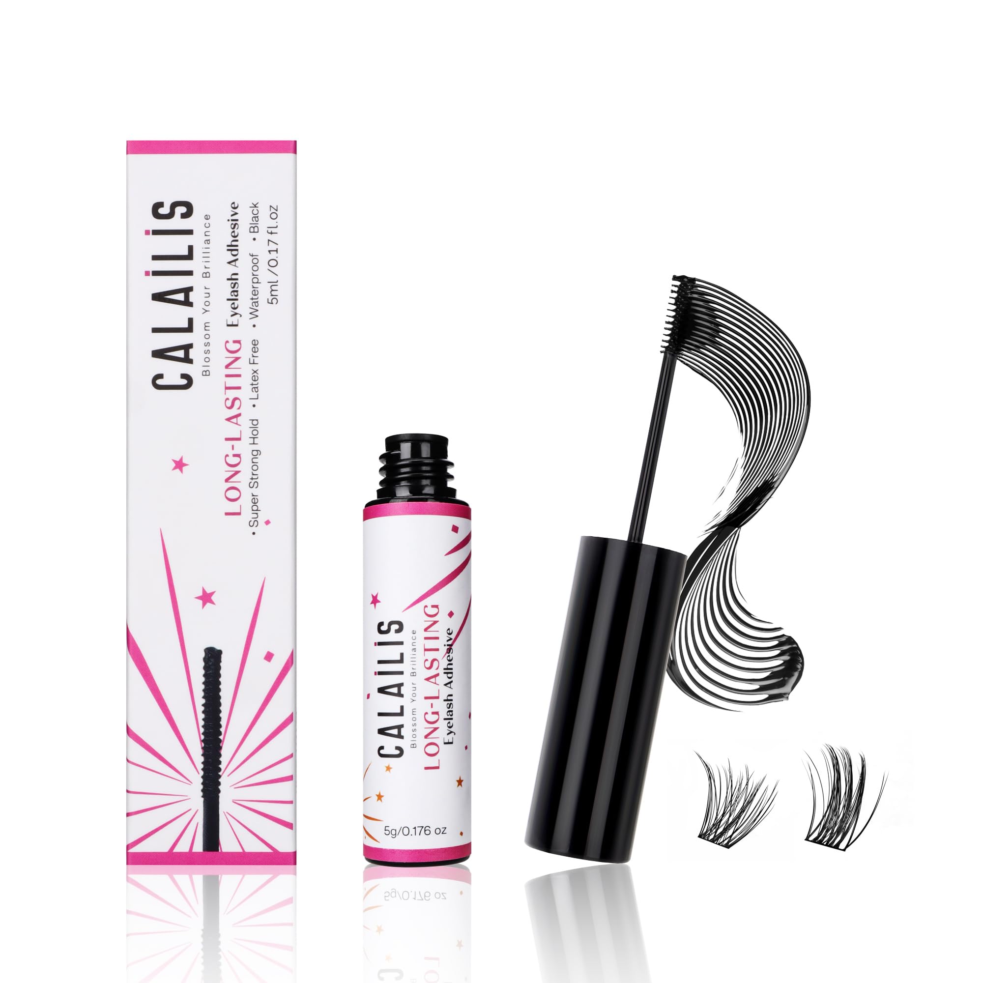 Calailis Lash Glue, Cluster Lash Glue For Diy Lash Extensions Super Strong Hold 48 Hours Long Lasting Lash Extension Glue For La