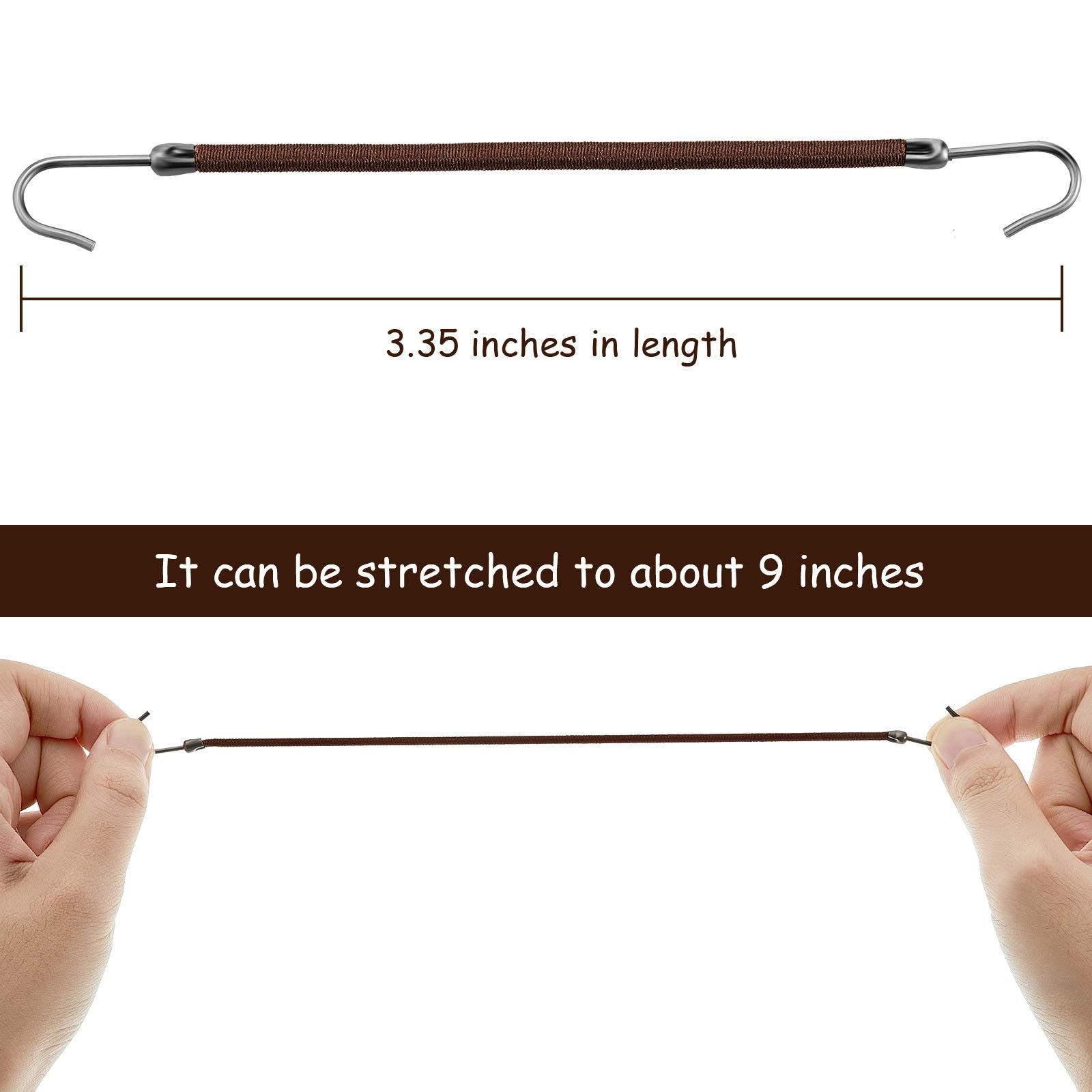 Hotop 15 Pieces Elastic Hook Hair Tie Styling Ponytail Holder Hooks Hair Cord For Curly Hair Long Hair (Brown)