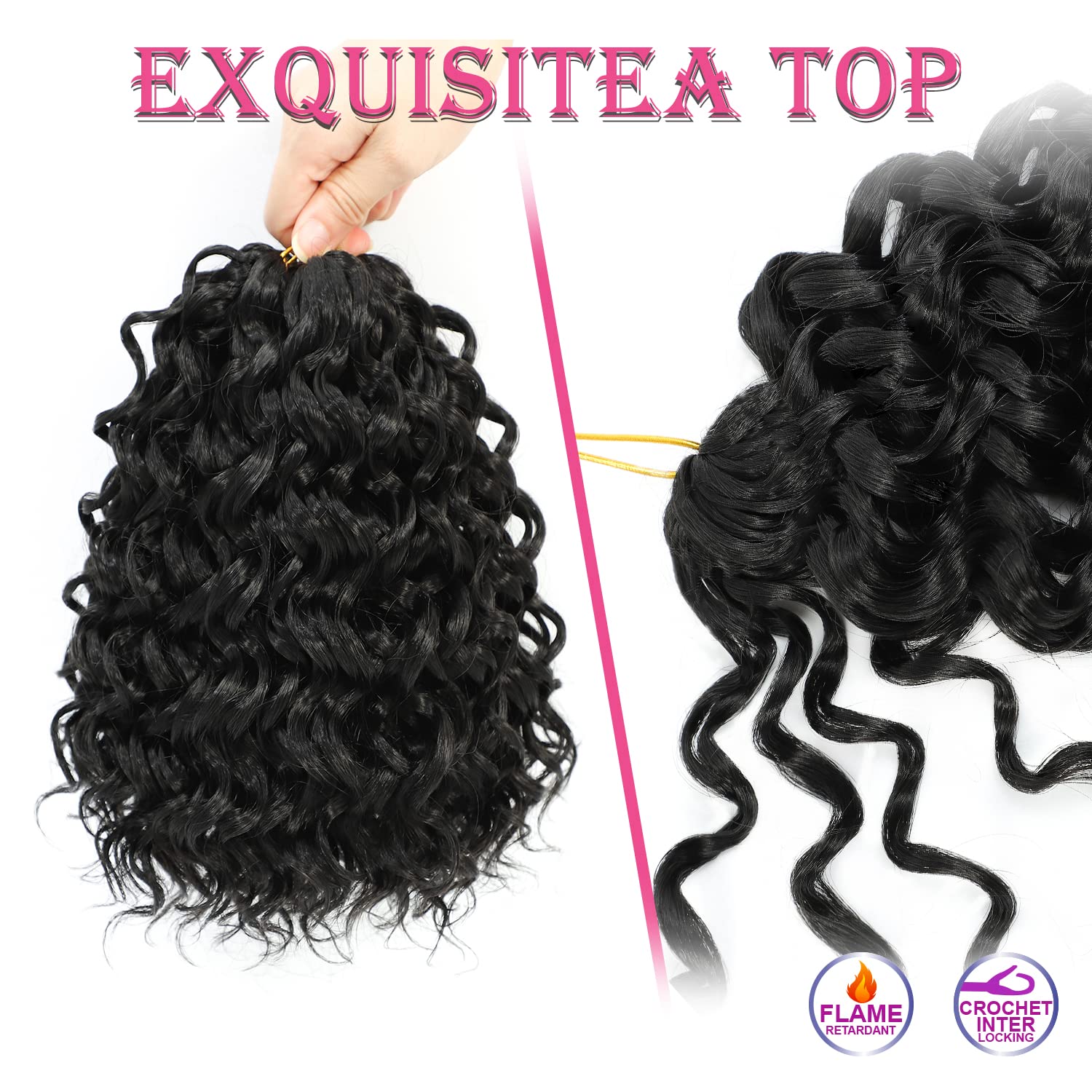 Gogo Curl Crochet Hair 8 Inch 6 Packs Short Curly Crochet Hair For Black Women Beach Curl Water Wave Curly Crochet Braids Hair,