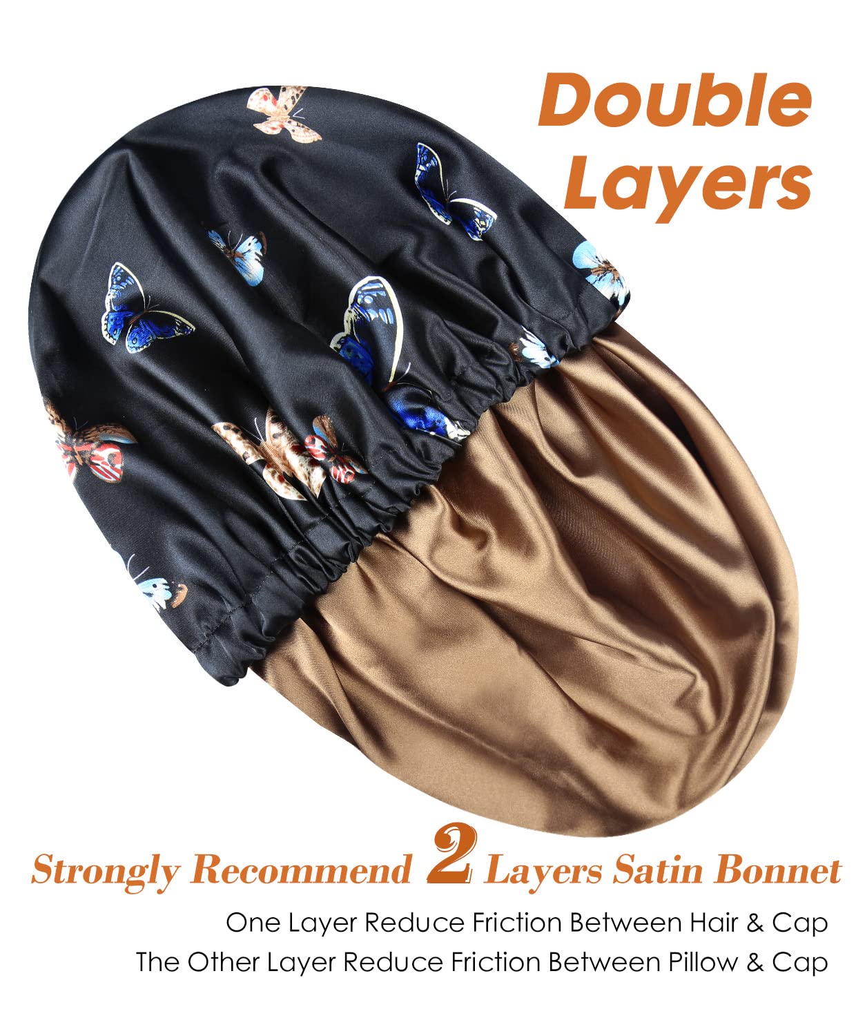 Winitas Satin Lined Cap,Double Layer Sleeping Frizzy Hair Milk