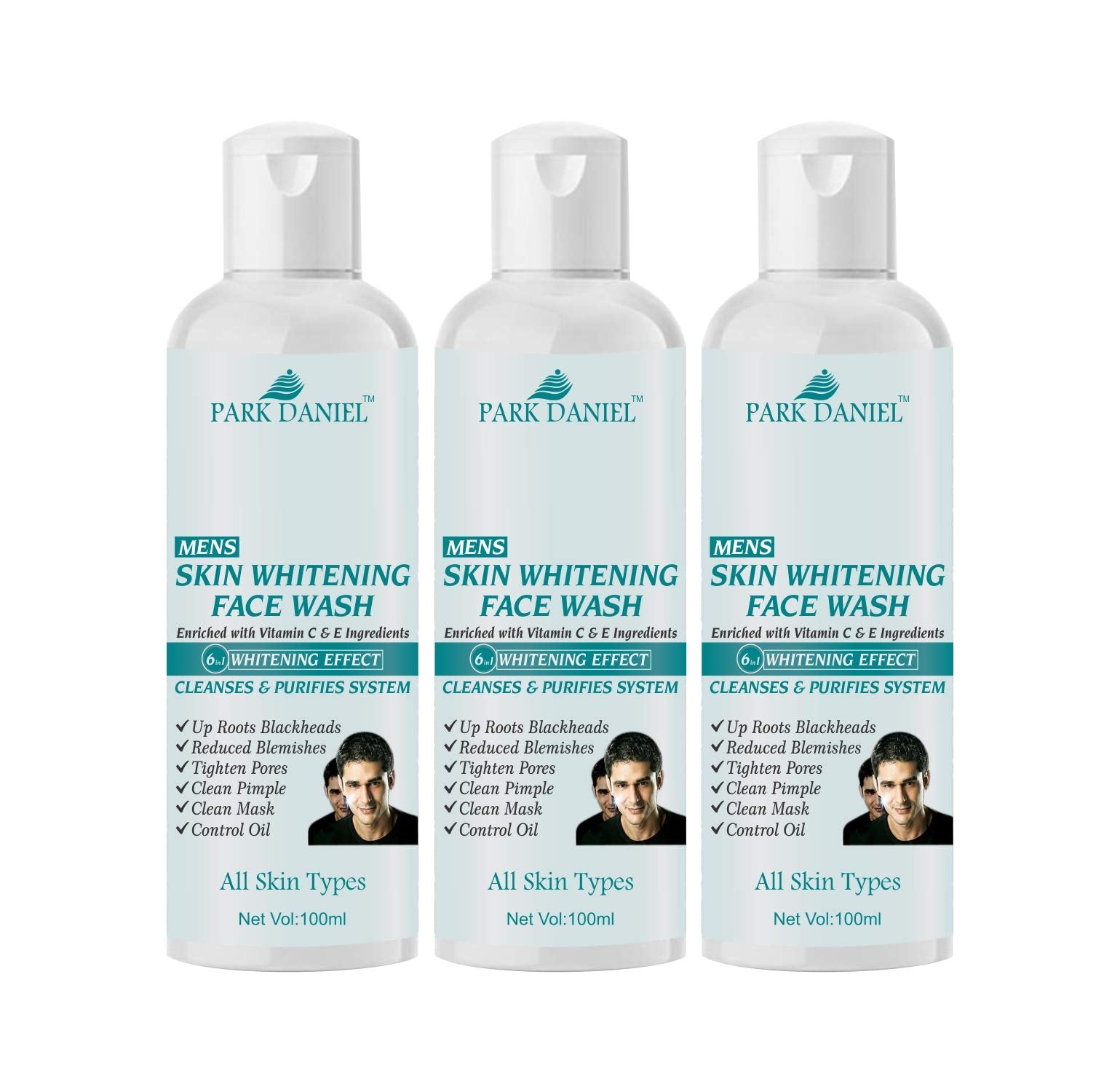 Park Daniel Mens Lightening Face Wash For Instant Face Lightening & Brightening Combo Pack Of 3 Bottles Of 100 Ml (300 Ml)
