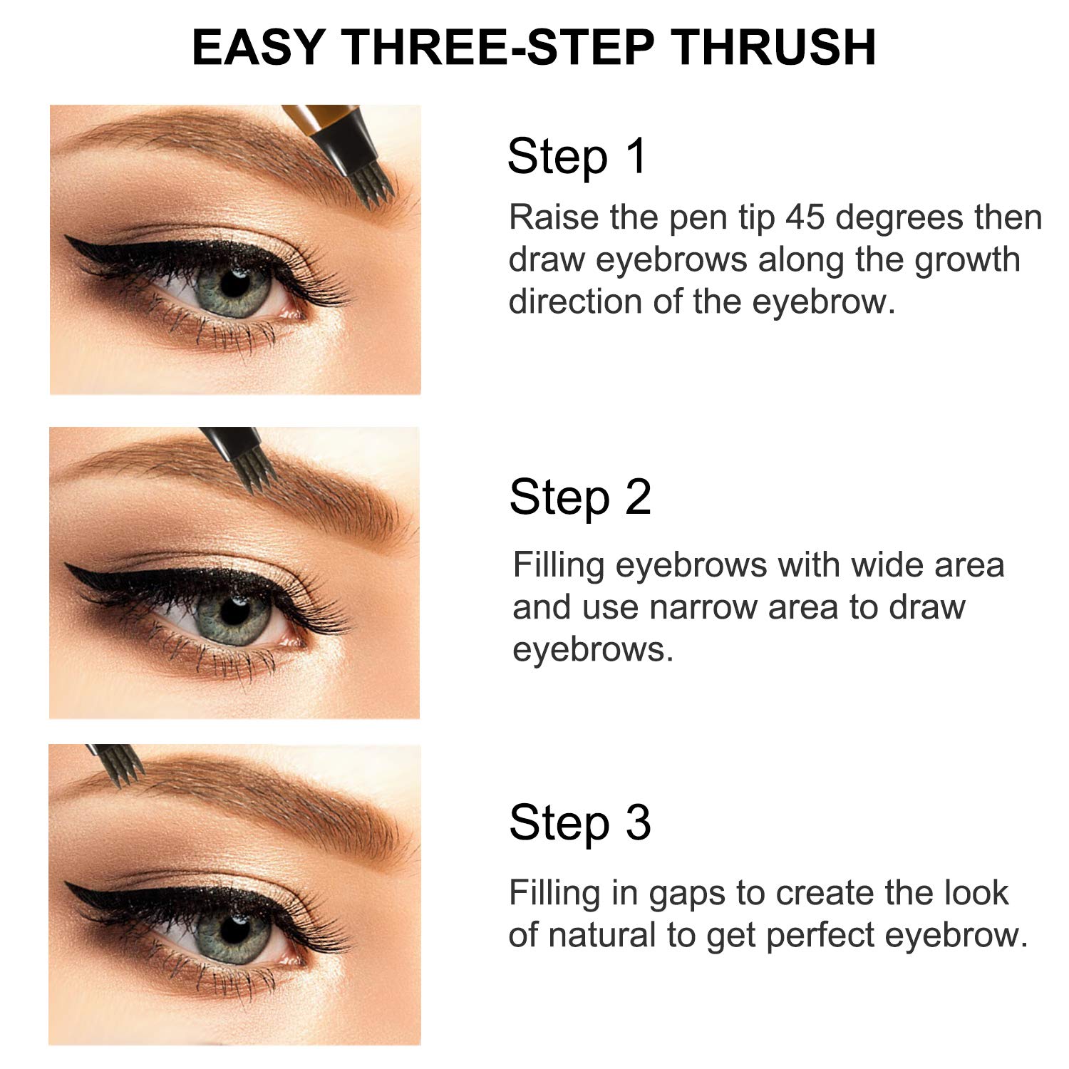 Boobeen 2Pcs Microblading Eyebrow Pencil - Waterproof Eyebrow Tattoo Pen With A Micro-Fork Tip Applicator - Creates Natural Look