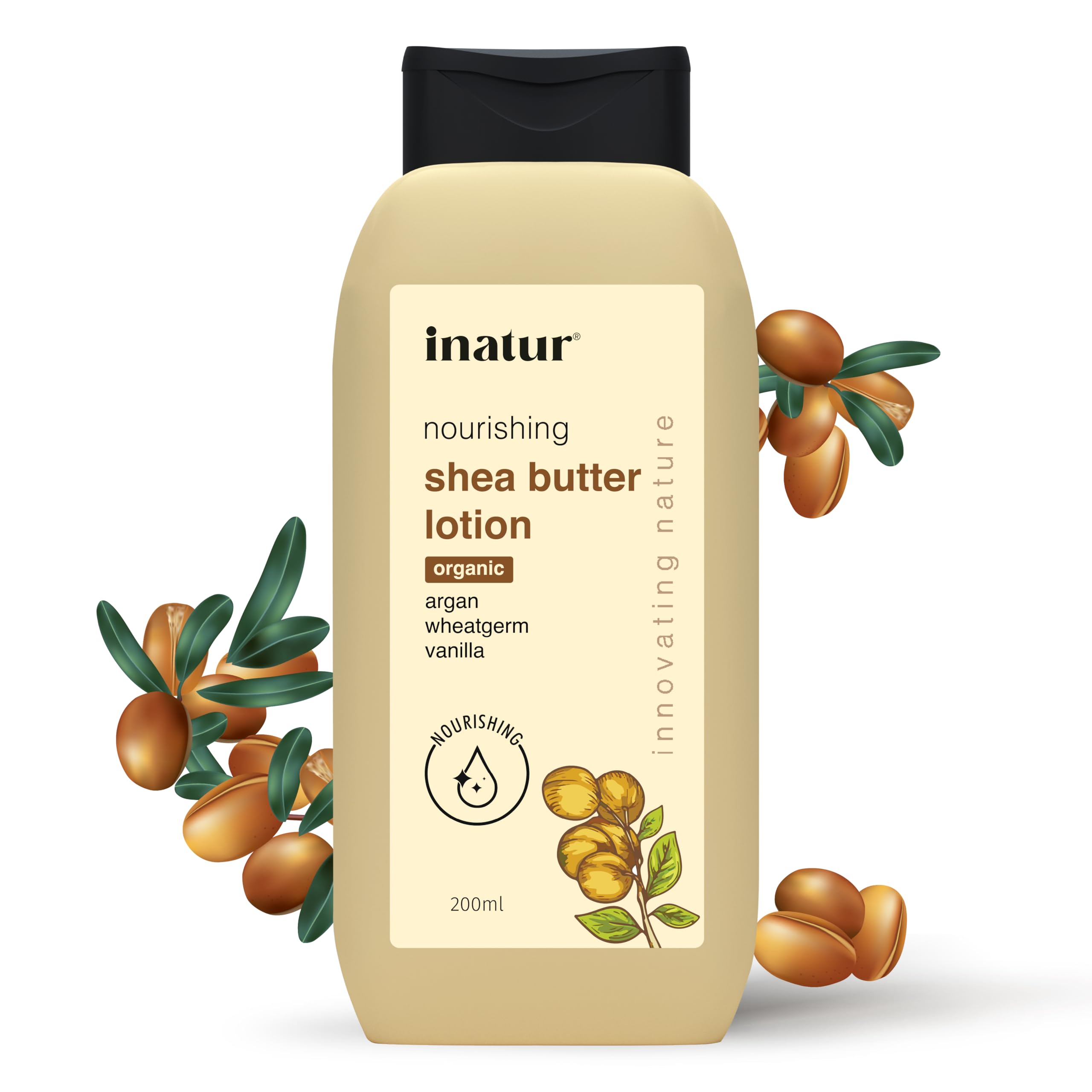 Inatur Shea Butter Body Lotion 200Ml - Moisturizer For Deep Nourishment | Reduces Scars & Blemishes | Organic Care For Face & Bo