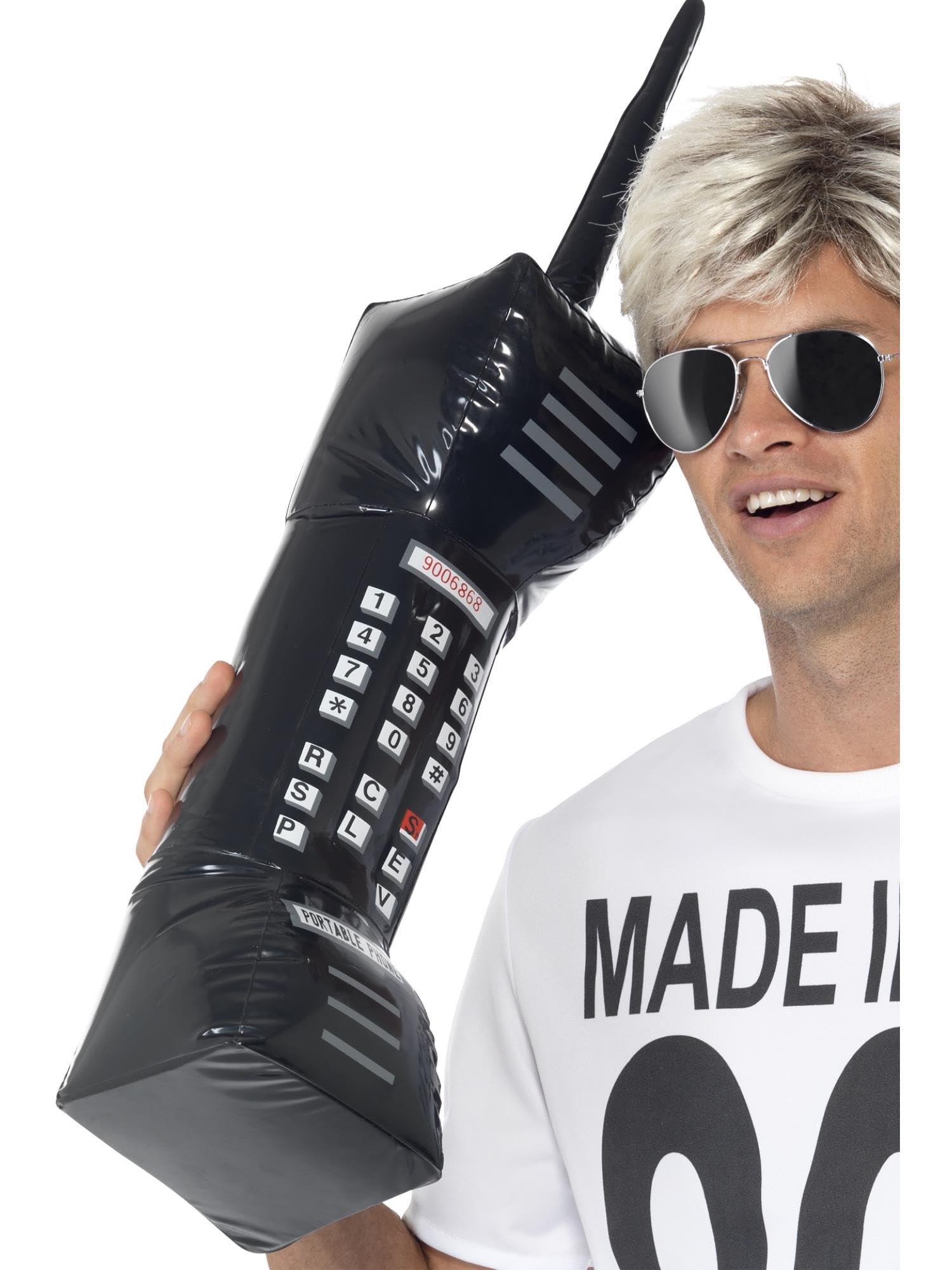 Smiffys Inflatable Retro Mobile Phone, Black, One Size