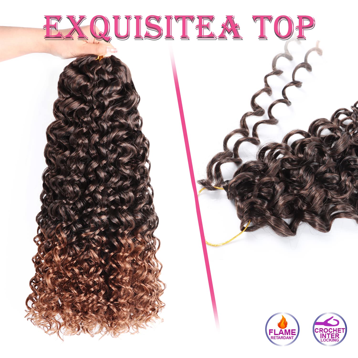 Gogo Curl Crochet Hair 14Inch 7 Packs Curly Hair Crochet For Women - Deep Wave Crochet Hair - Beach Curl Crochet Hair Synthetic