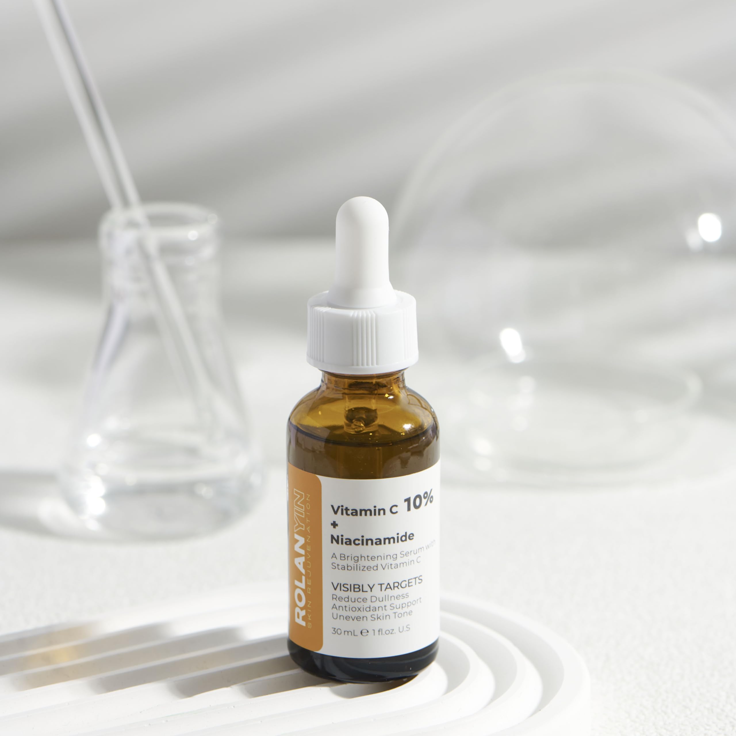 ROLANYIN Vitamin C 10% + Niacinamide Facial Serum Hydration Reducing Fine Lines Wrinkles Skin Firming Anti Aging Formula Boostin