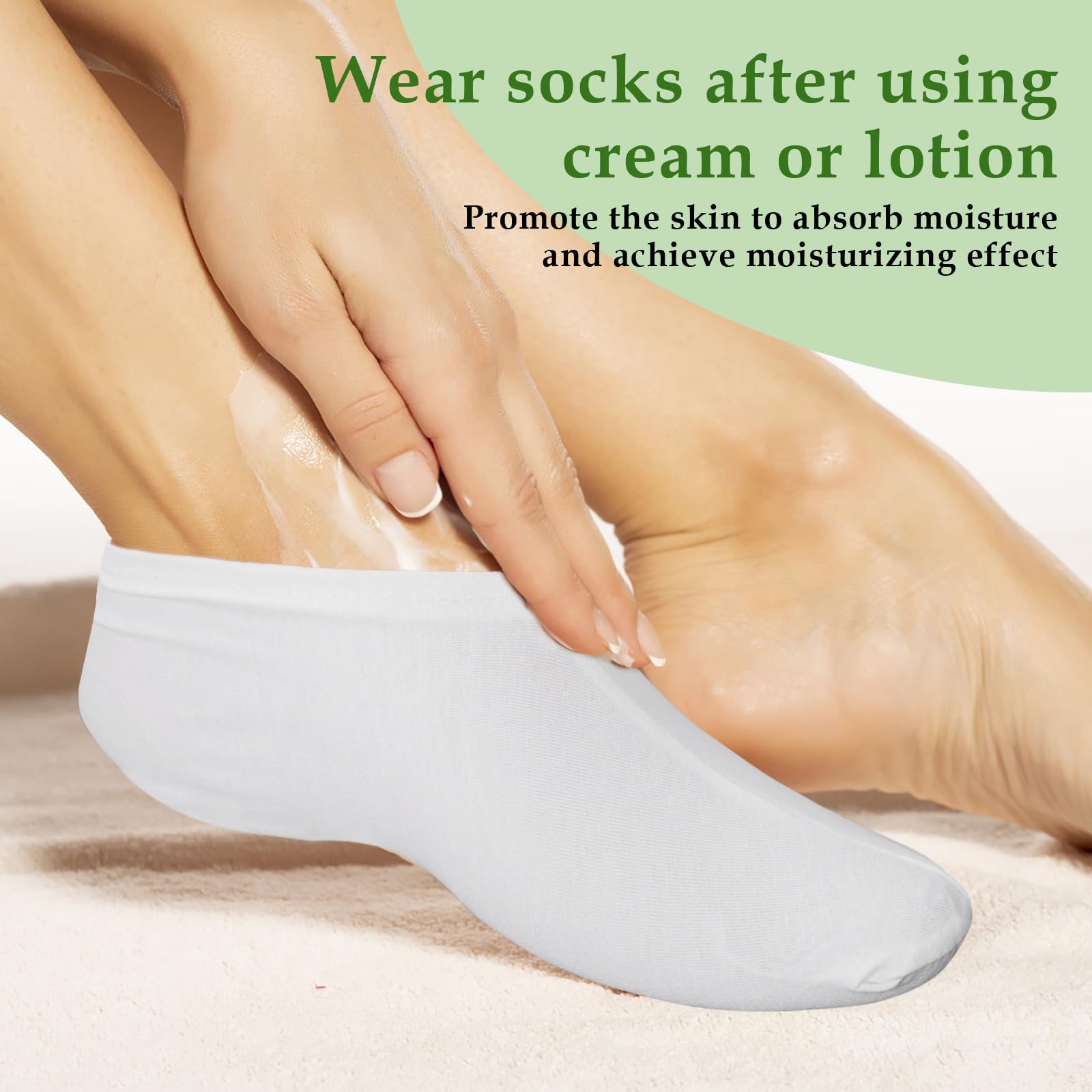 Gjinxi 2 Pairs Moisturizing Socks Overnight, Lotion Socks for Dry Feet, Cotton Moisture Enhancing Socks, Soft Spa Absorbing Sock