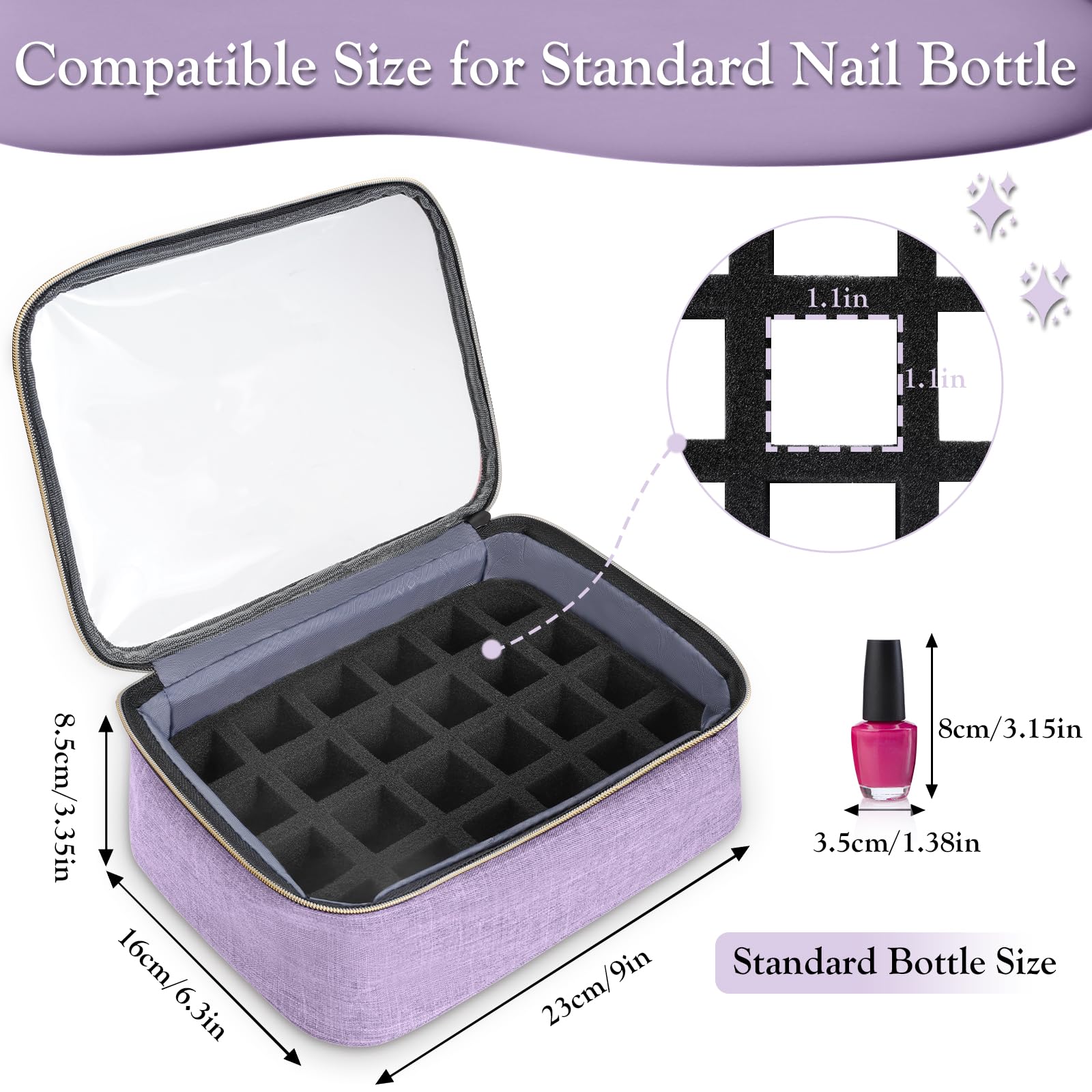 Yorepek Large Nail Polish Organizer Holds 72 Bottles (15Ml - 0.5 Fl.Oz) And Nail Lamp, Nail Polish Storage With 3 Removable Pouc