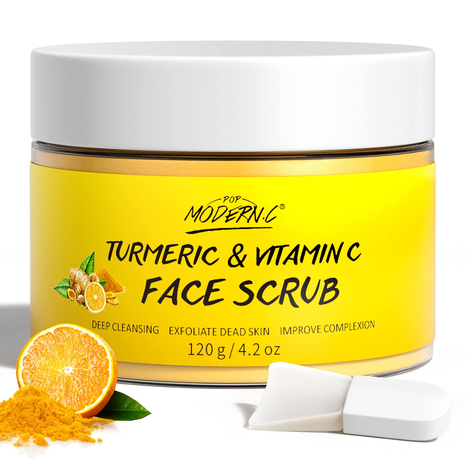 Vitamin C and Turmeric Face Scrub Cream Organics Microdermabrasion Facial Scrub Exfoliating Clears Blackheads Improve Dark Spot