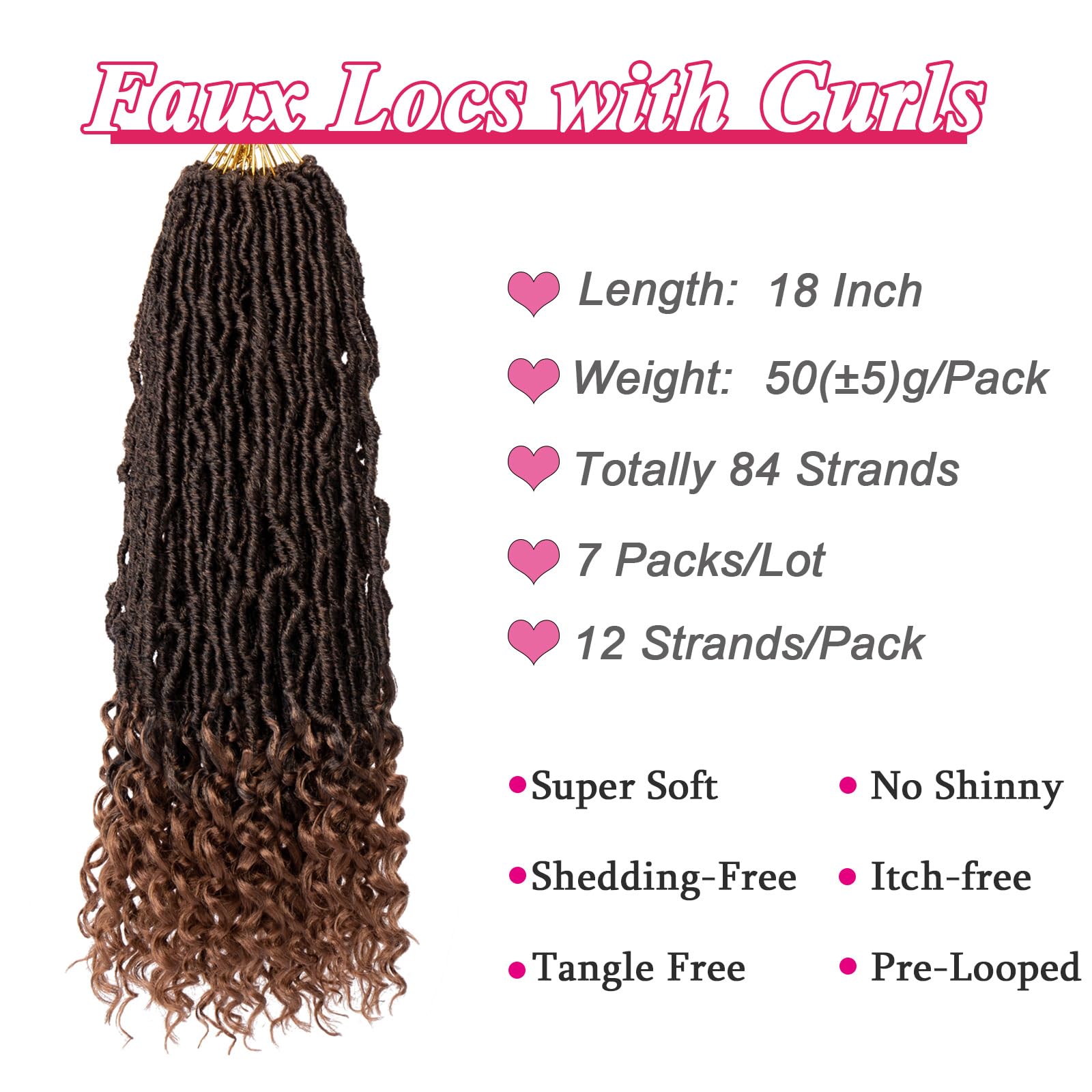 Leeven 18 Inch New Faux Locs Crochet Hair With Curly Ends 84 Strands Ombre Brown Bohemian Goddess Locs Crochet Hair With Curls 7