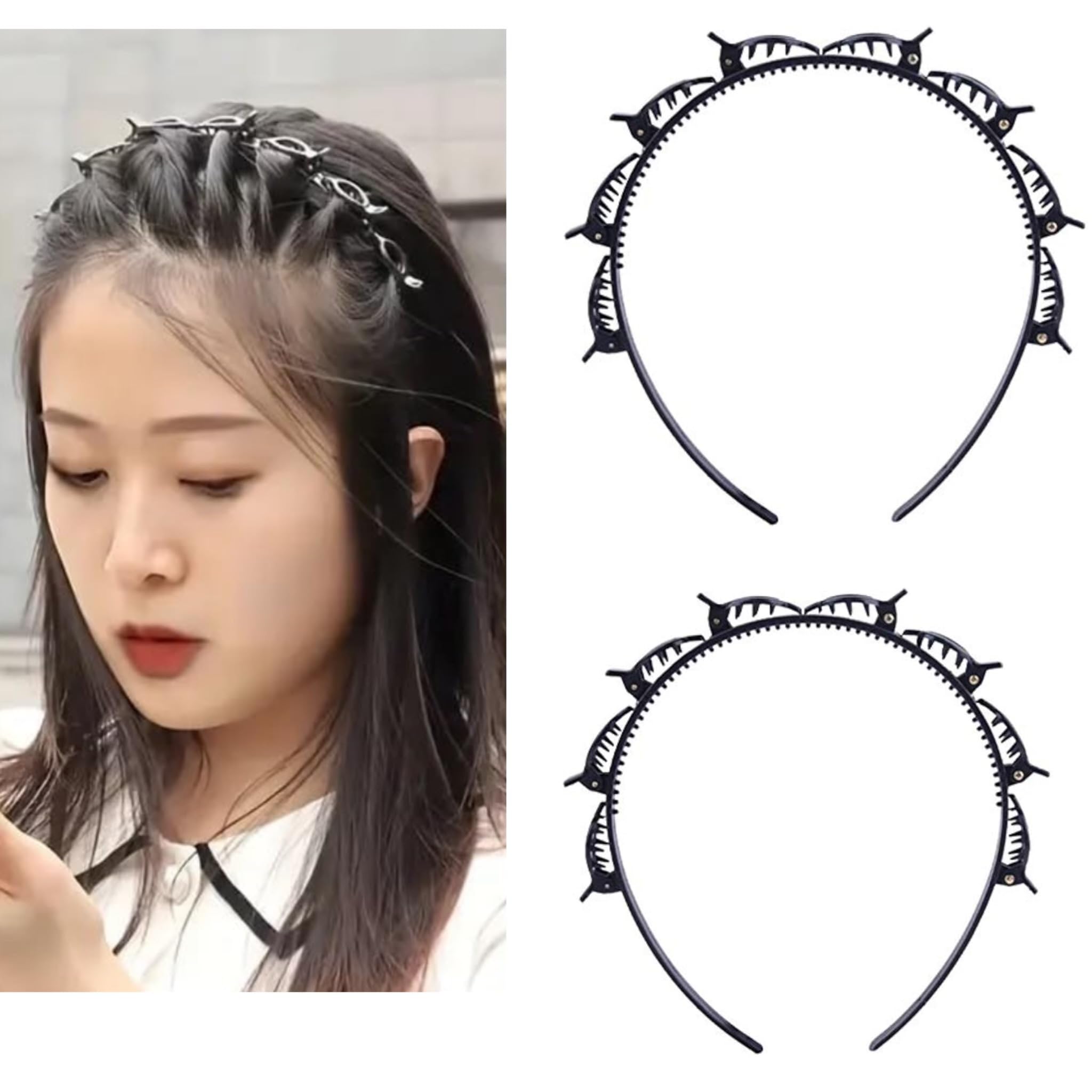 Thread And Work Styling Hairpin Hair Band DoubleLayer Bangs Clip Hairdressing Tools Lazy Braided Hair Curling Artifact Black Pa