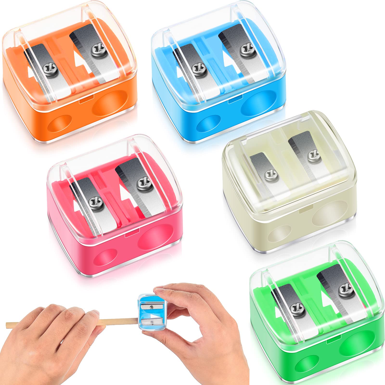 5 Pack Makeup Pencil Sharpener Eyeliner Sharpener Lip Pencil Sharpener Cosmetic Pencil Sharpener Dual Sharpener (Multi Colors)
