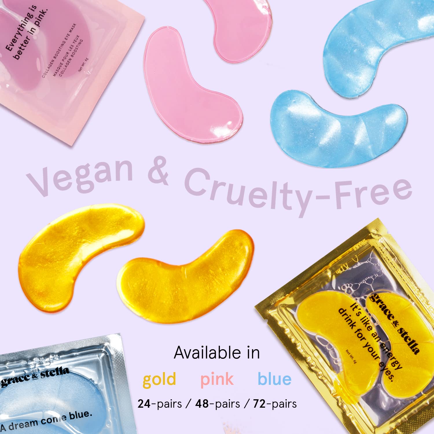 Under Eye Mask - Reduce Dark Circles, Puffy Eyes, Undereye Bags, Wrinkles - Gel Under Eye Patches, Vegan Cruelty-Free Self Care