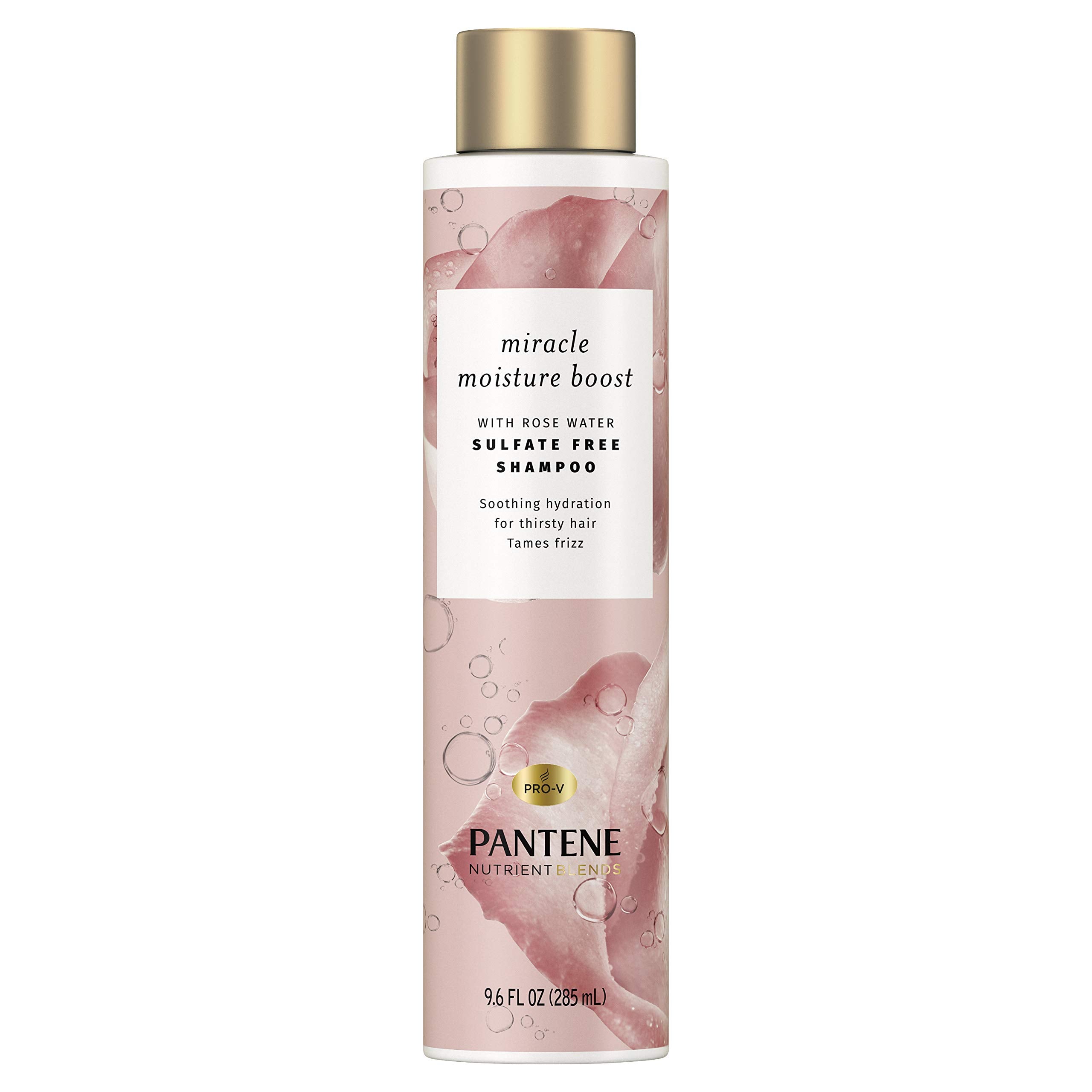 Pantene Nutrient Blends Miracle Moisture Boost Rose Water Shampoo For Dry Hair, Sulfate Free, Floral, 9.6 Fl Oz