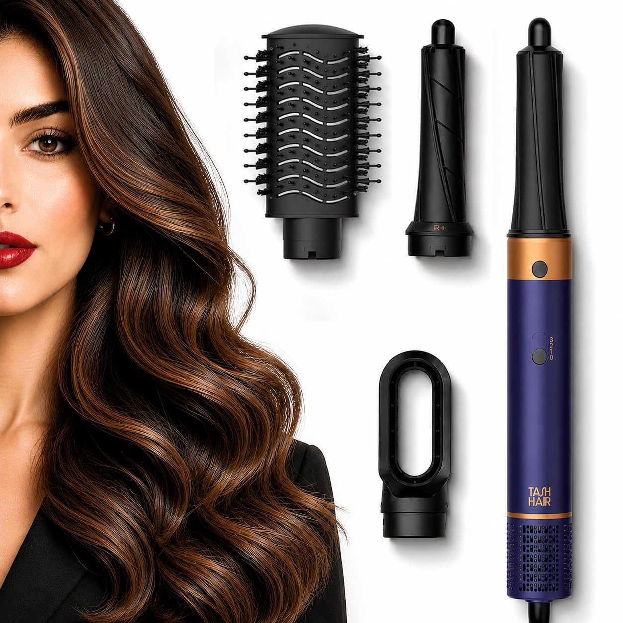 Tash Hair 4 In 1 Airstyler Auto Wrap Curlers, Volumizing Brush & Blow Dryer | 50% Less Heat Damage, 1200 Watts, 3 Heat Modes, 3