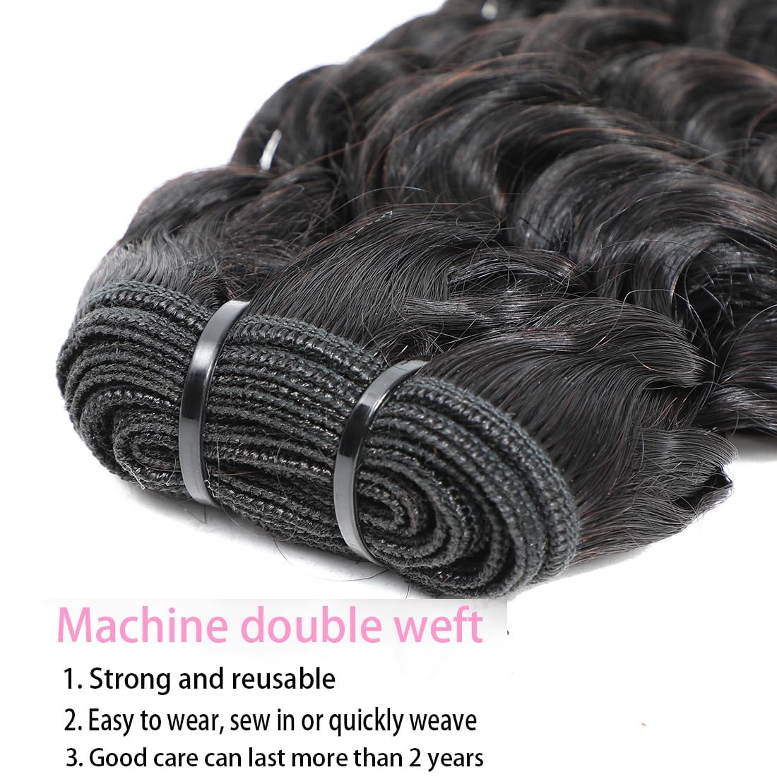 Deep Wave Bundles Human Hair Bundles 24 Inch Hair Bundles 12A Unprocessed Brazilian Virgin Human Hair Bundles Double Weft Deep C