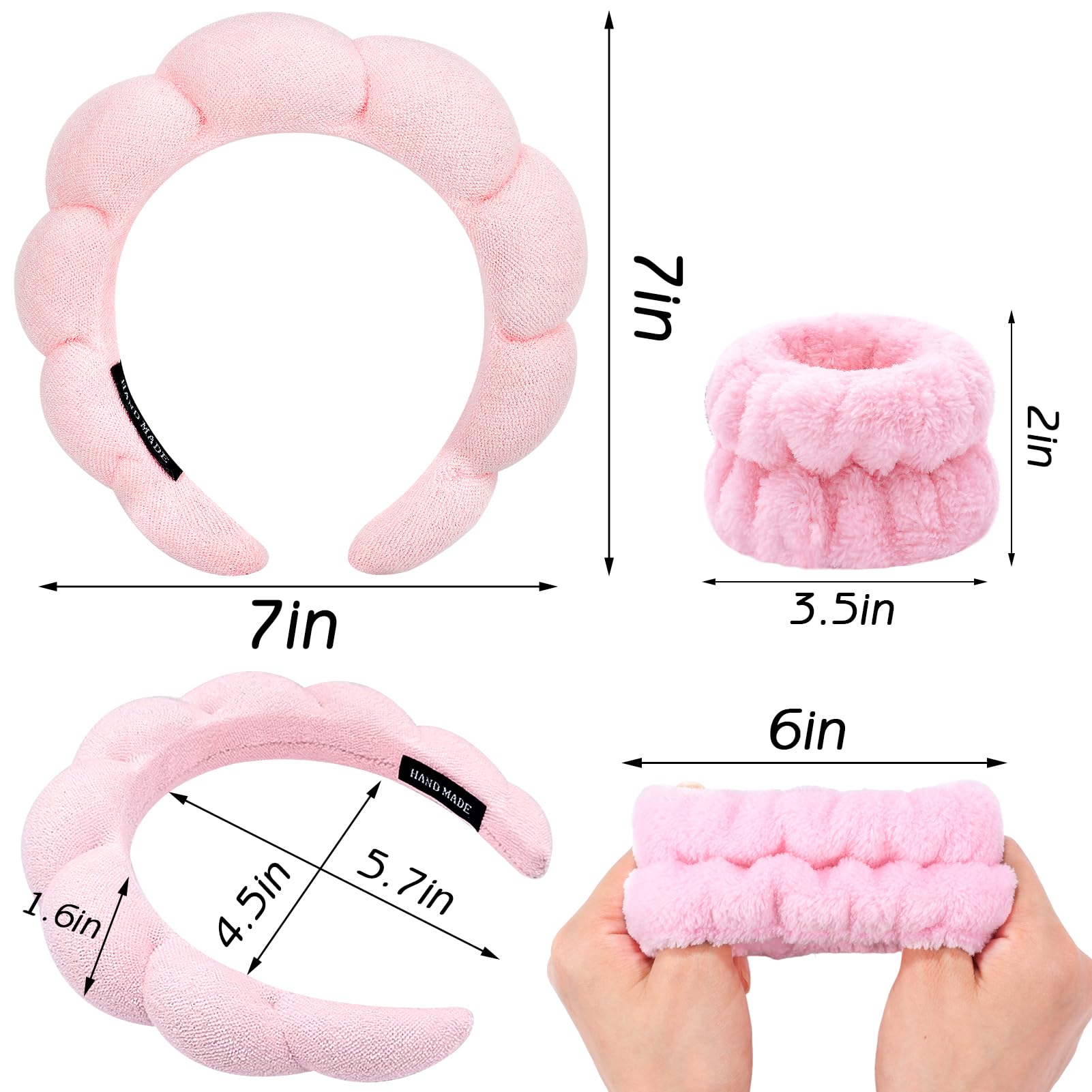 Zkptops Spa Headband For Washing Face Wristband Set Sponge Makeup Skincare Headband Wrist Towels Bubble Soft Get Ready Hairband