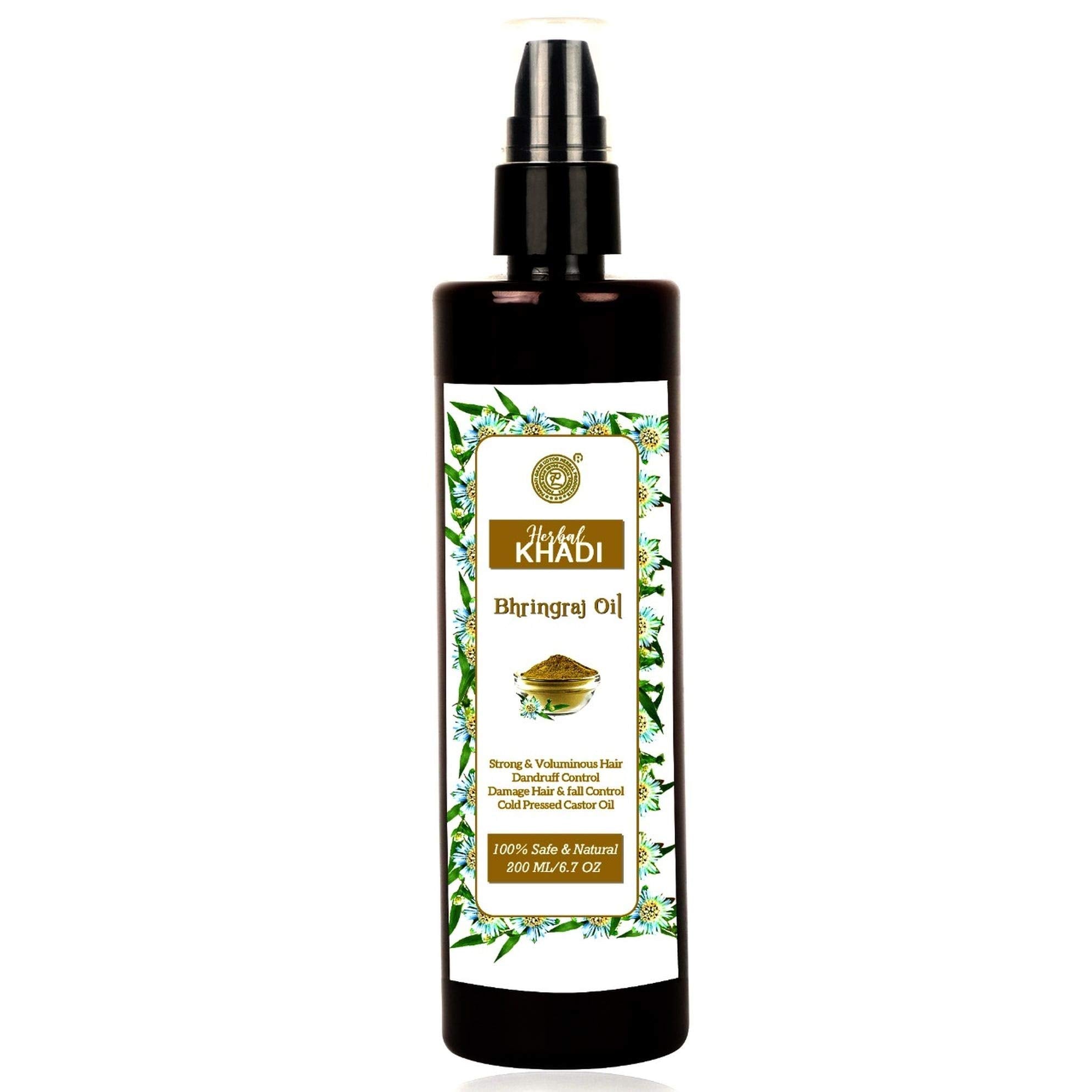 Herbal Khadi Bhringraj Oil With Onion Extract For Hair Growth & Strengthening, Hair Fall Control (Pack Of 1)
