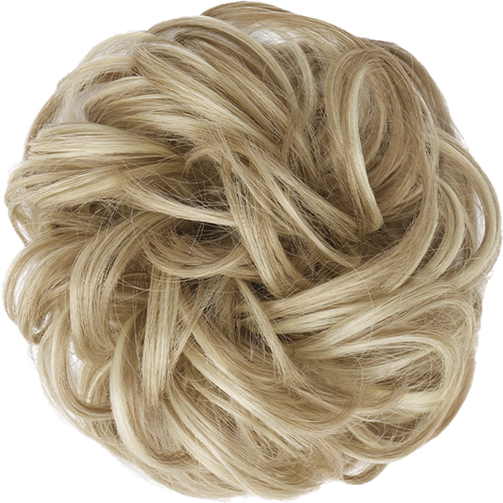 Feshfen Hair Buns Hair Piece Hair Scrunchies For Women Thick Hair Extension Bun Messy Wavy Ponytail Hairpieces Updo Chignon 1Pcs