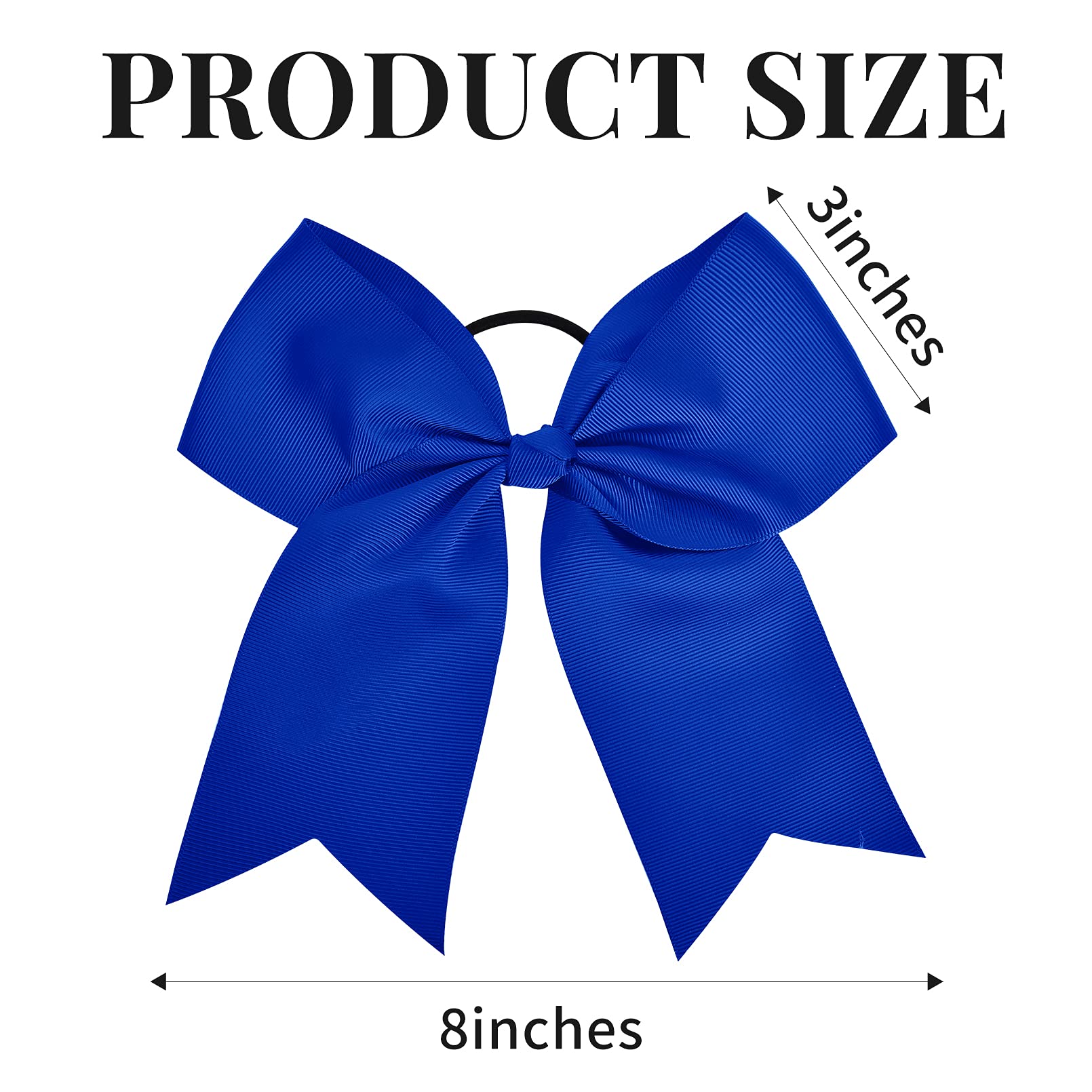 12Pcs 8'' Large Cheer Bow Blue Ponytail Holder Elastic Band Hair Ties Hair Bow Accessories For Cheerleading Teen Girls High Scho