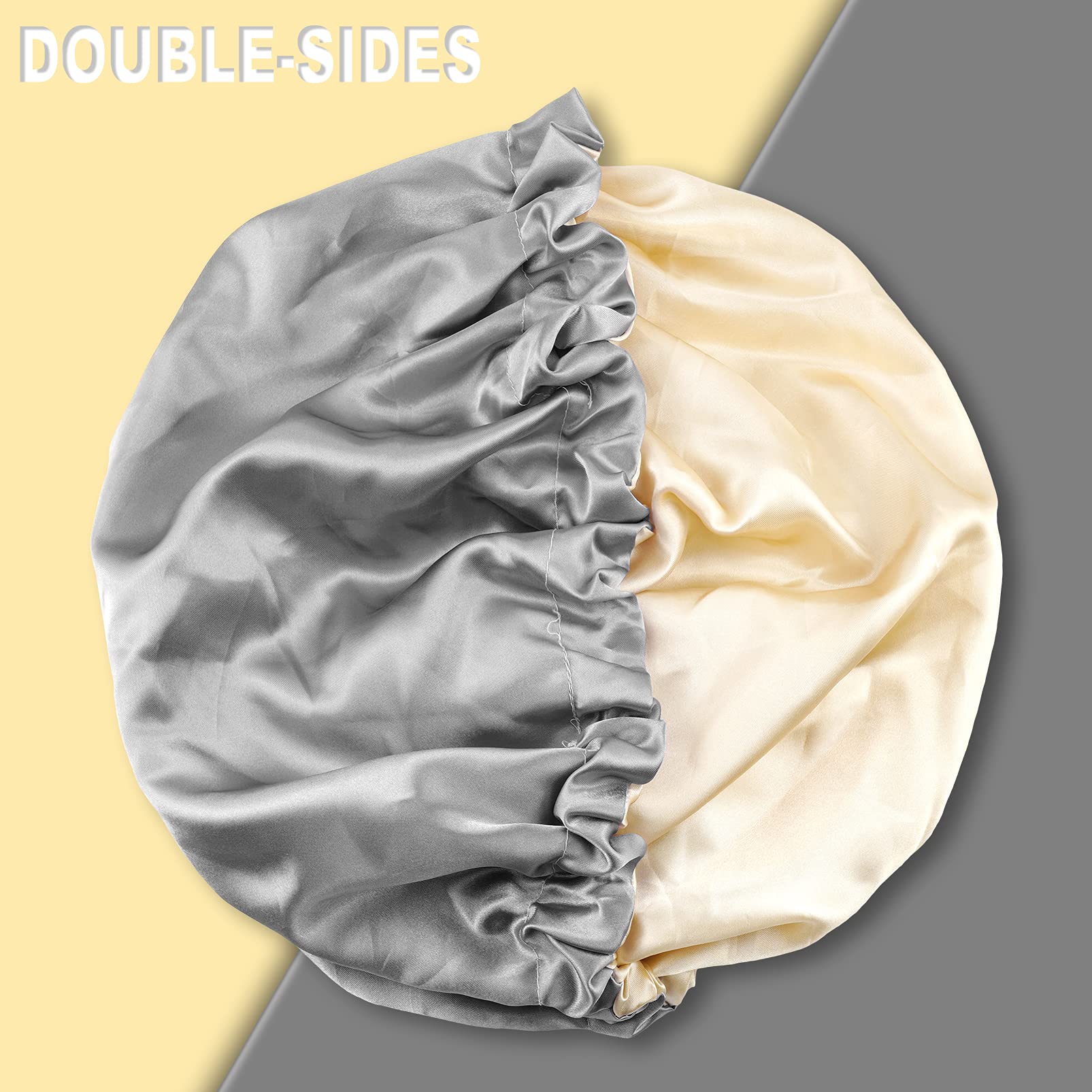 Chorha Satin Sleep Cap,Double-Sided Adjustable Sleep Bonnet,Bonnet Cap For Sleep (Silver)