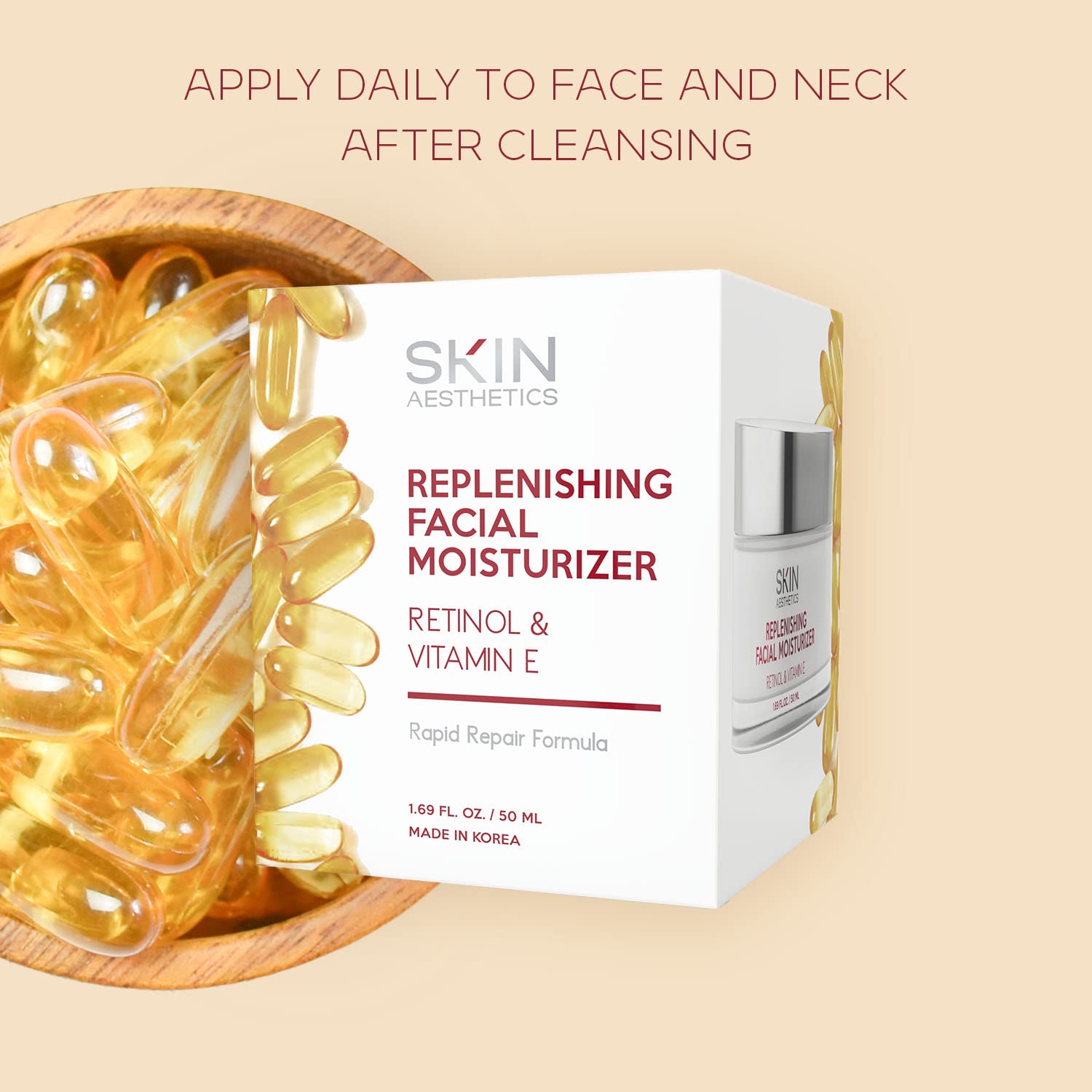 Skin Aesthetics Korean Retinol & Vitamin E Face Moisturizer - Dermatologist Tested - Clean Beauty - Repairs & Moisturizes - Fine