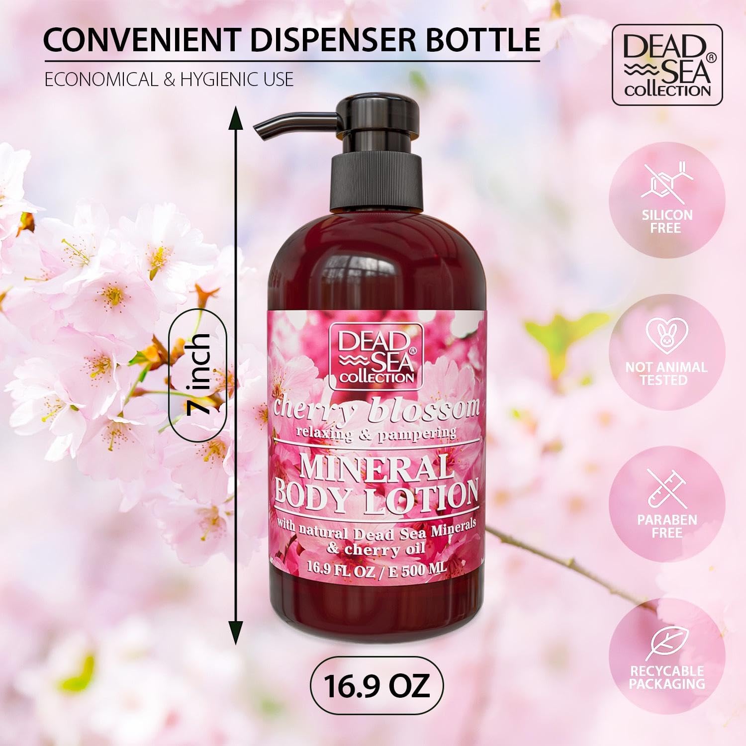 Dead Sea Collection Cherry Blossom Body Lotion - Nourishing Moisturizer For Women And Men - Rejuvenating Hand And Body Care For