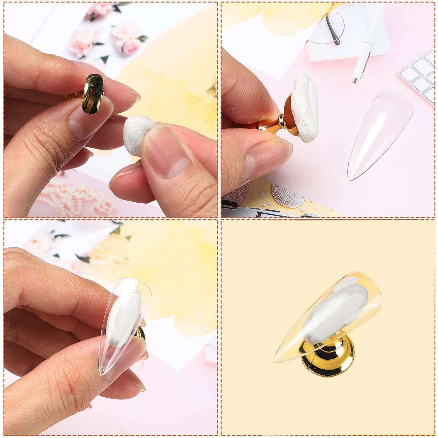 Acrylic Nail Display Stand Diy Nail Crystal Holder Magnetic Practice Stands With Reusable Adhesive Putty Clay For False Nail Tip