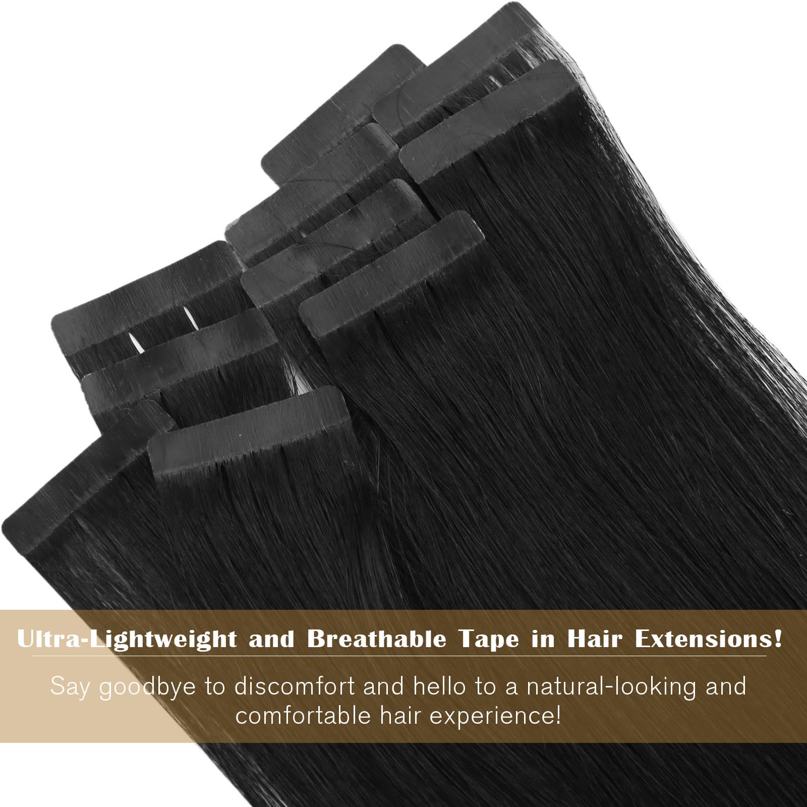 Ve Sunny Tape On Hair Extensions Black Hair Extensions Tape In Human Hair #1 Jet Black Seamless Tape In Hair Extensions For Wome