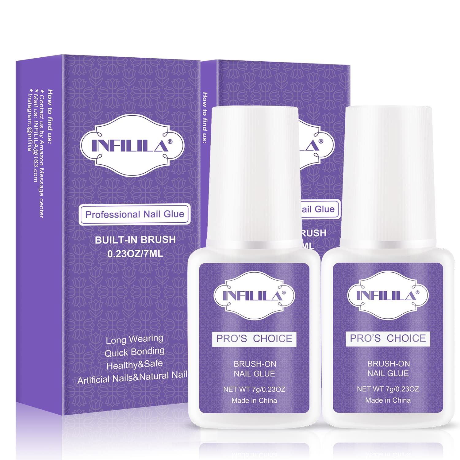 NXJ INFILILA Professional Brush On Nail Glue Arcrylic Nail Glue Nail Glue for Acrylic Nails Strong Nail Glue Professional Nails 