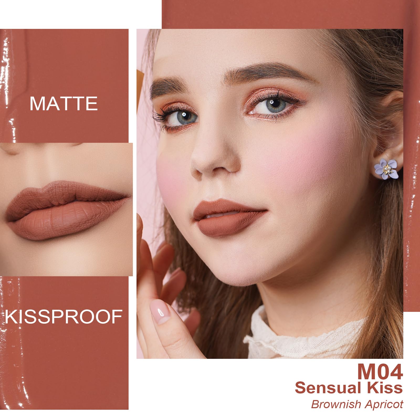 Oulac Matte Liquid Red Lipstick For Women, Orange-Brown Tones Red Lip Gloss Long Lasting, Highly Pigmern Lip Color With Vitamin