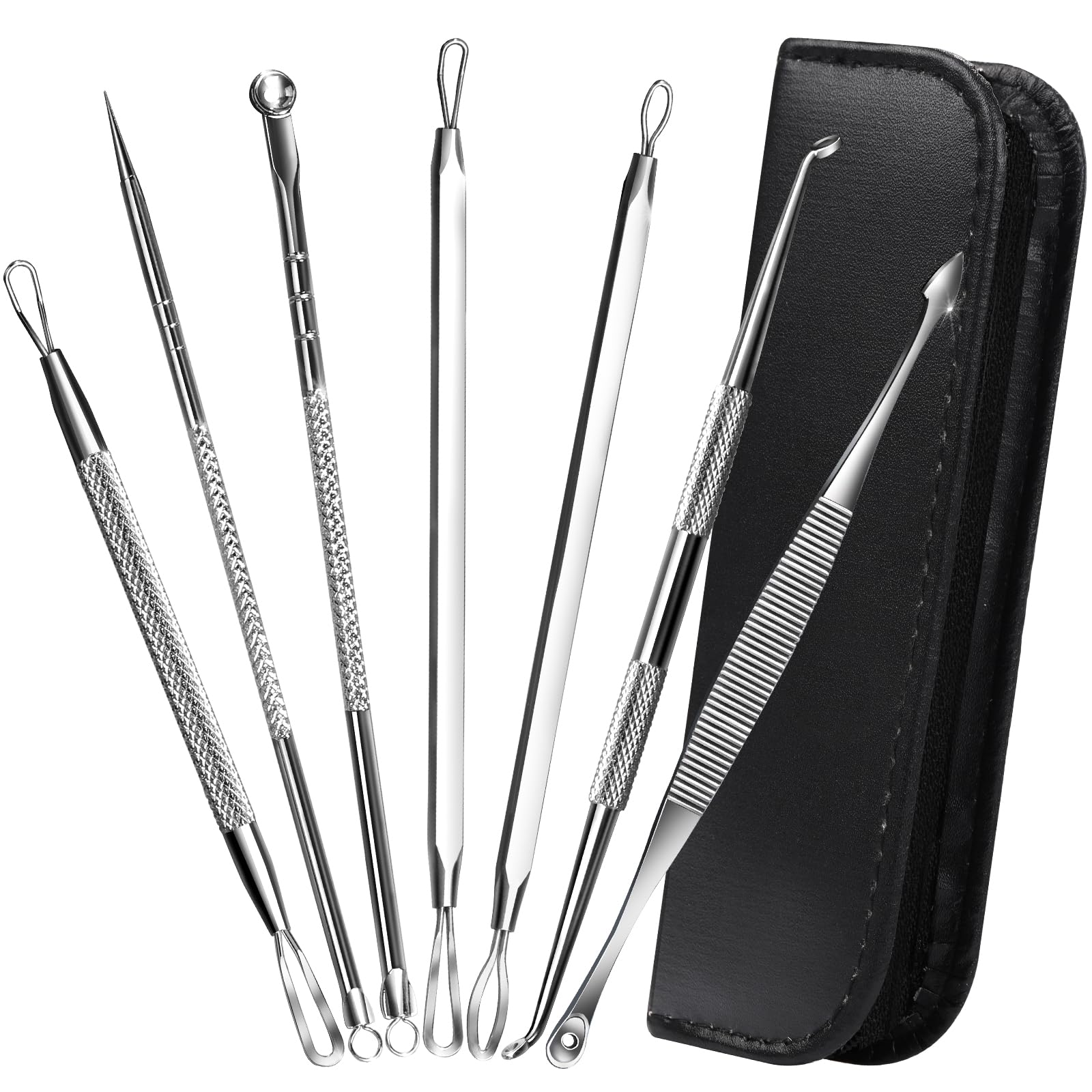 Teenitor 7 in 1 Pimple Popper Tool Kit - Stainless Steel Blackhead Remover Set, Silver
