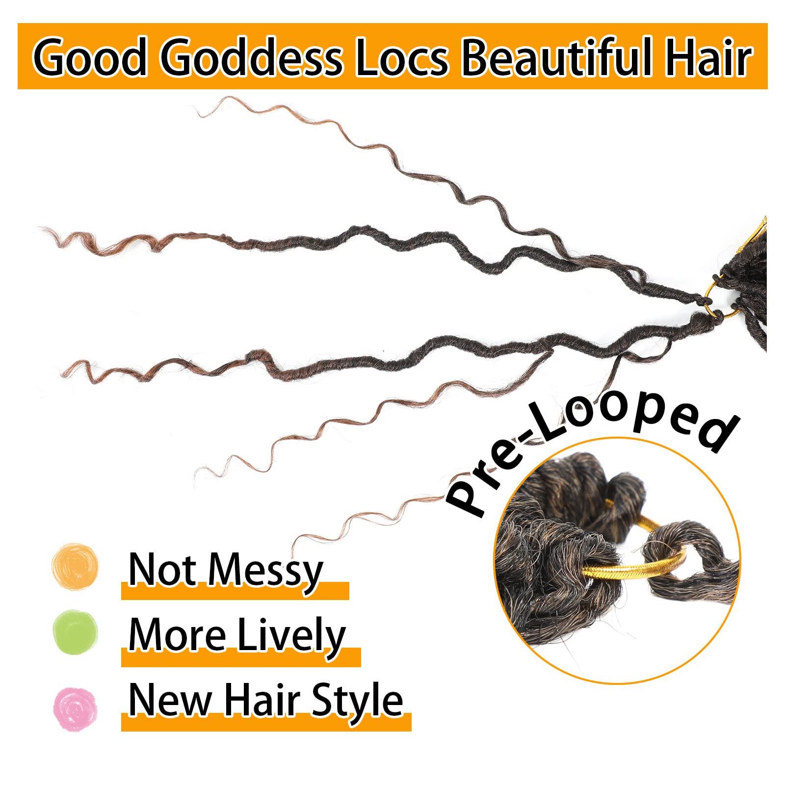 14 Inch 8 Packs Goddess Locs Crochet Hair Pre Looped Faux Locs Crochet Hair For Women Soft Boho Hippie Locs Hair Extension Synth