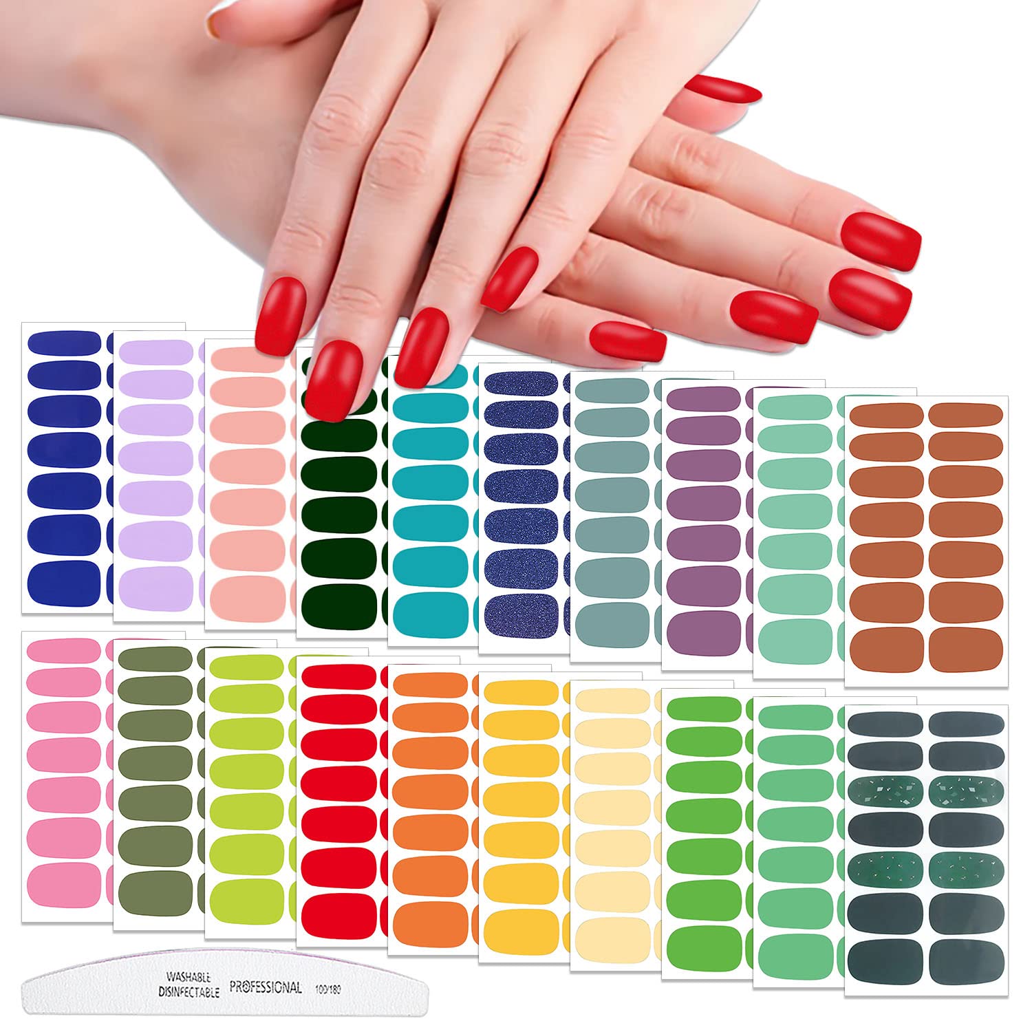 WOKOTO 20 Sheets Mutiple Solid Color Nail Wraps Full Cover Nail Stickers For Women Nail Art Polish Stickers Gel Nail Strips Stic