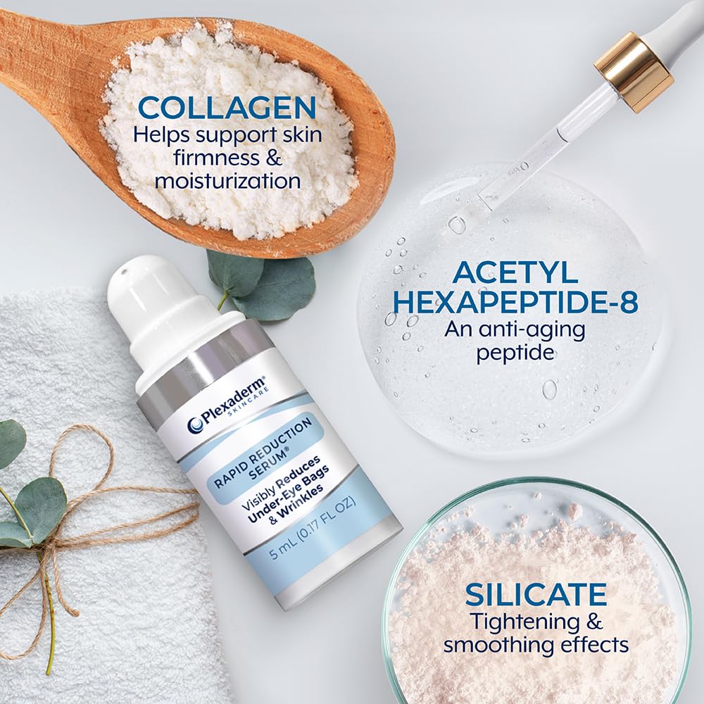 Plexaderm Rapid Reduction Eye Serum - Reduces Under-Eye Bags, Wrinkles & Dark Circles - 0.17 Fl Oz