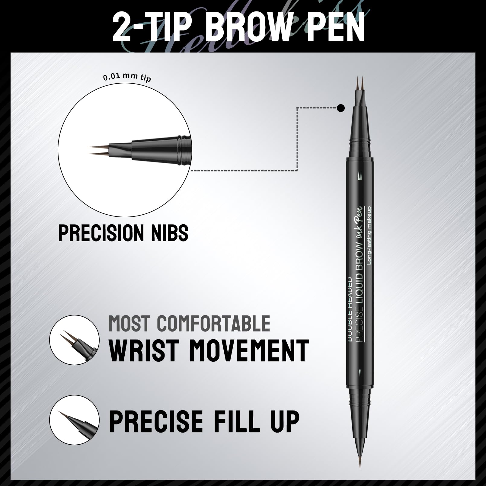 Microblading Eyebrow Pencil,2-In-1 Dual-Ended Eyebrow Pen With 2 Tip Brow Pen And Precise Brush-Tip,Brow Pen For Natural Women (