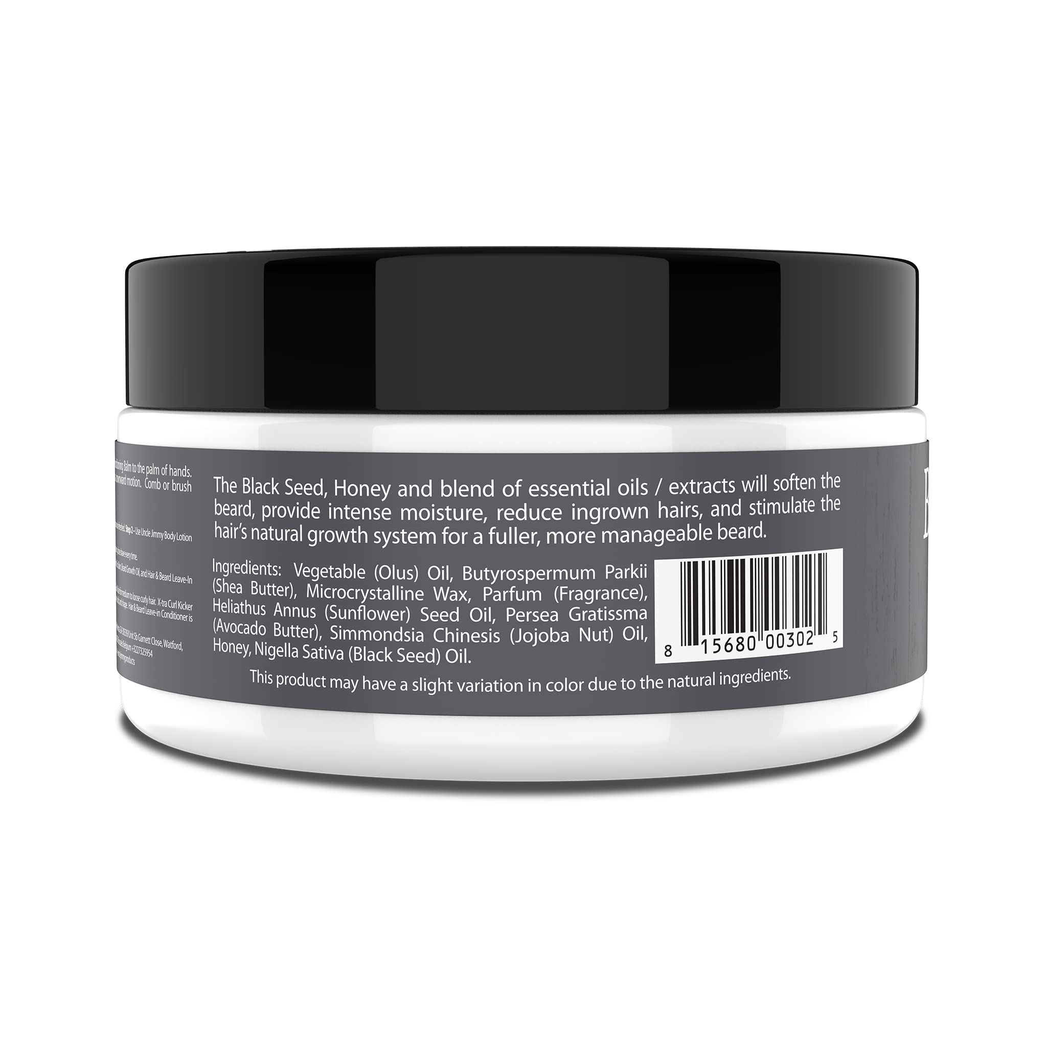 Uncle Jimmy Beard Softener Balm for Men - Hydrates & Tames Flyaways - 2 Fl Oz - White - Model BE81124
