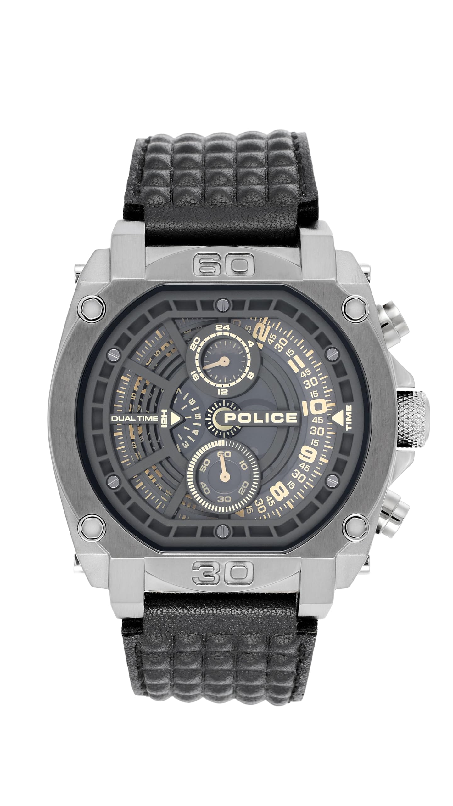 Police Quartz Analog With Grey Dial Black Leather Strap Watch For Men  Plpewgf0040002