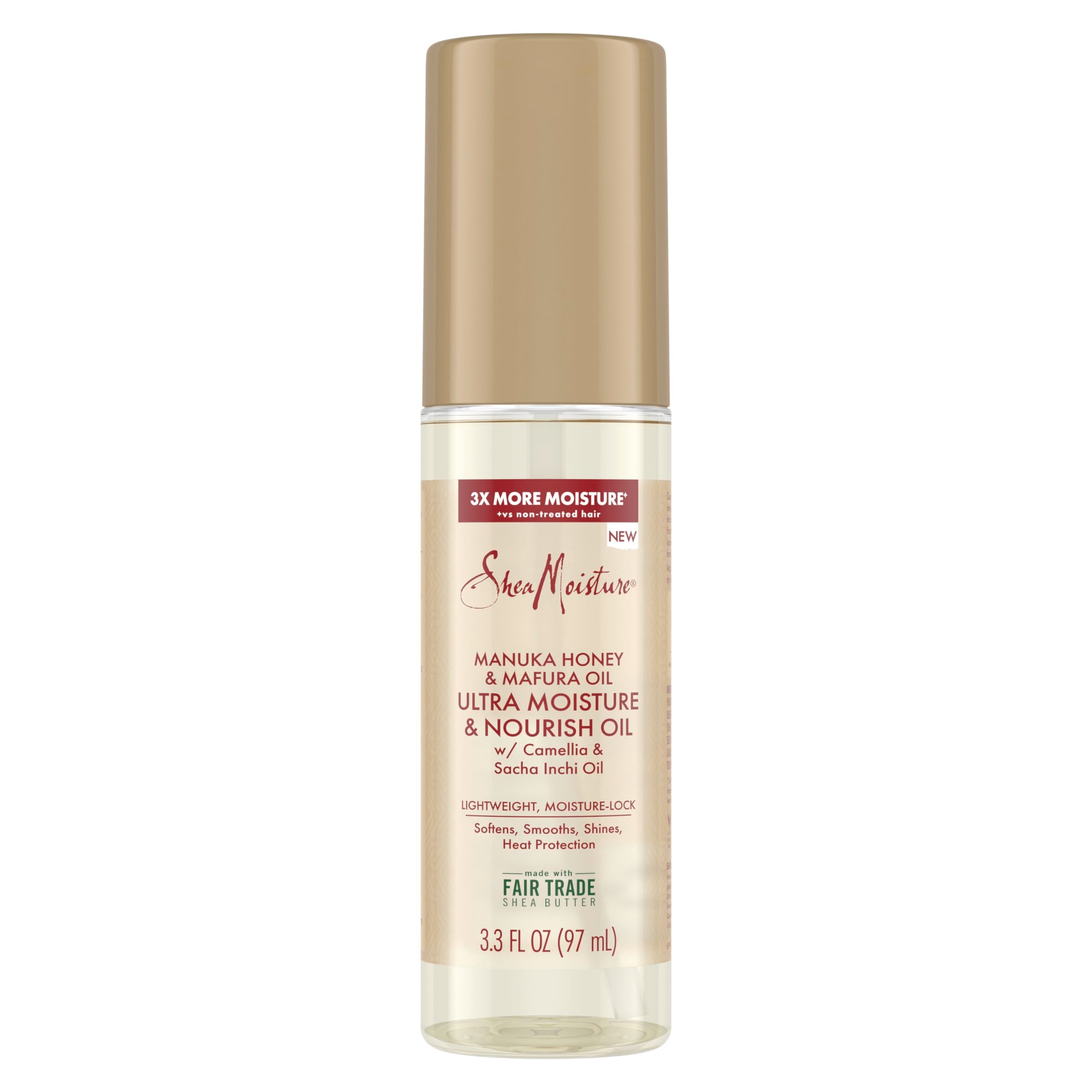 SheaMoisture Ultra Moisture & Nourish Oil Manuka Honey & Mafura Oil for Lightweight, Moisture-Lock, 3.3 oz