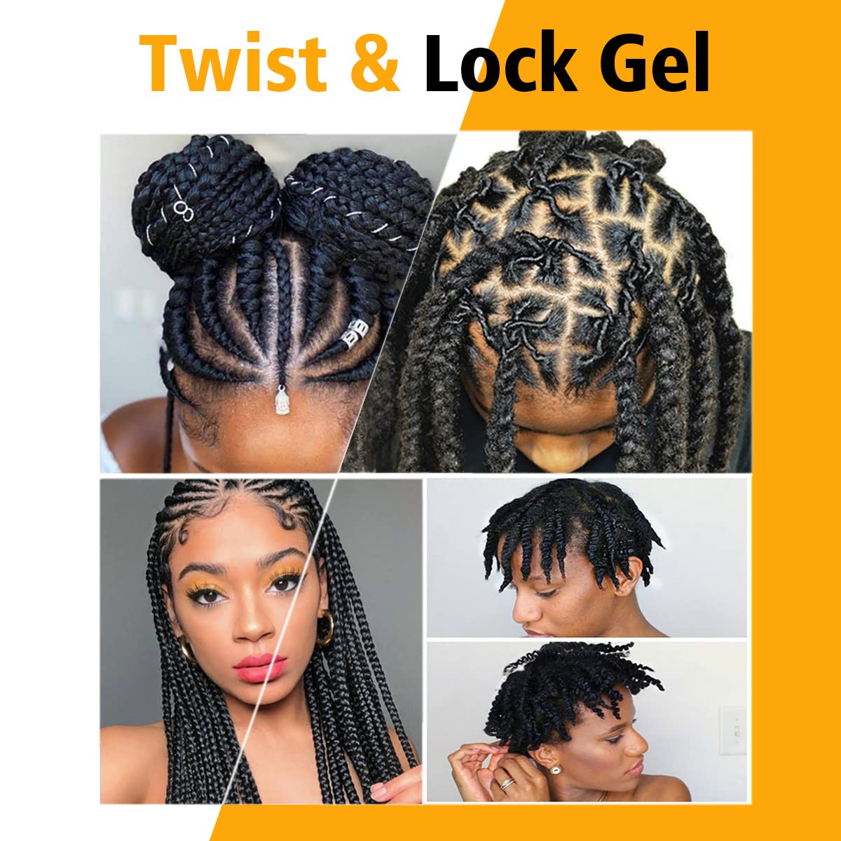Goiple Strong Hold Braid Gel Good For Twist, Locs, Braids, Edge No Flake Extra Hold High Shine Braiding Gel & Edge Control 8.8Oz