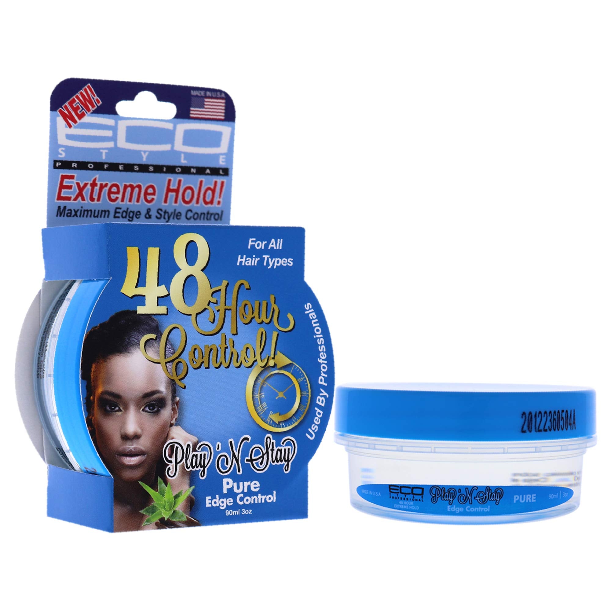 Ecoco Eco Playn Stay Edge Control Gel - Pure - Fortifies Hair - Provides Extreme Hold And High Shine - Promotes Healthy Scalp -