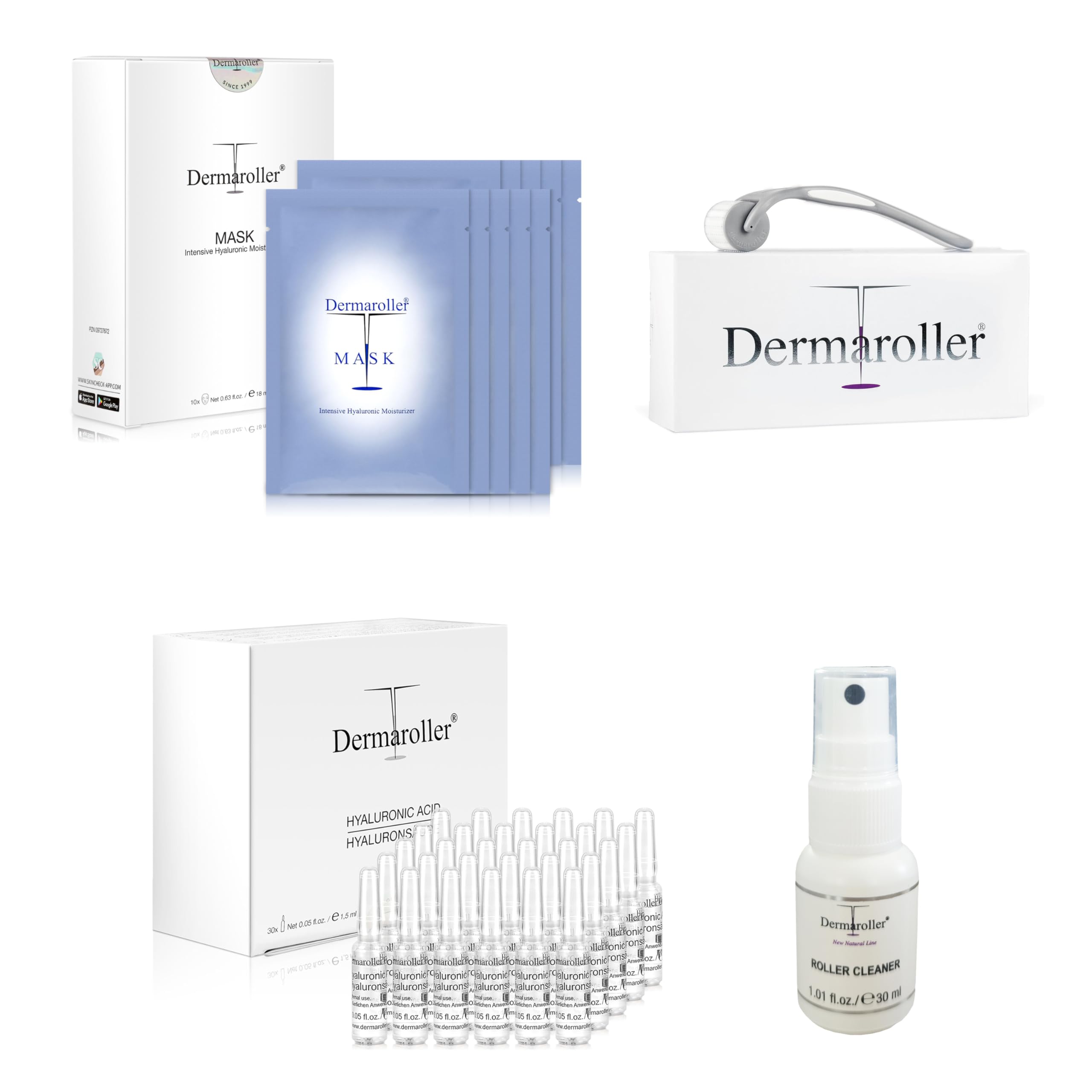 Dermaroller, Silk Face Masks (1 Pack 10pc) with 30 Ampoules Cleaner - Lunar New Year Set - LUNAR-SET
