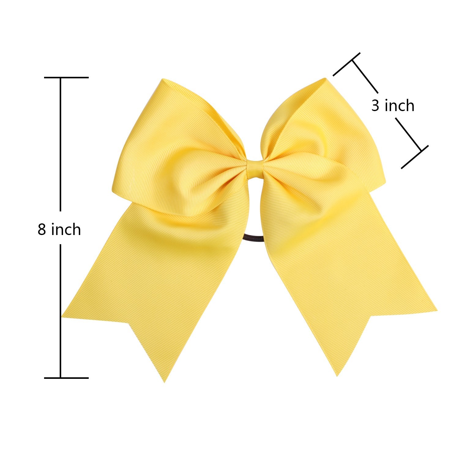 8 Inch Cheerleader Bows Ponytail Holder Cheerleading Bows Hair Tie(Yellow)