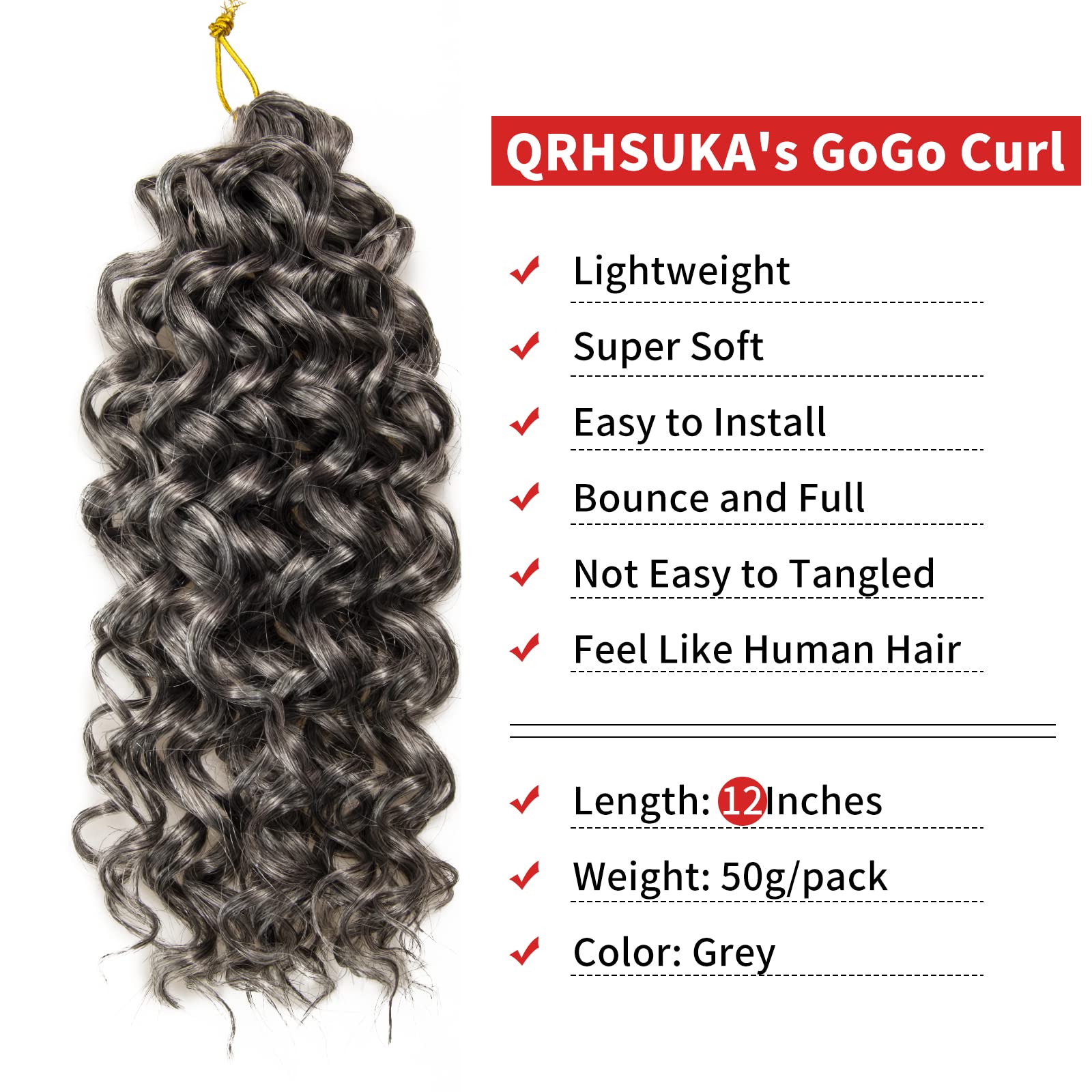 Gogo Curl Crochet Hair Water Wave Curly Crochet Hair For Women Grey Synthetic Bohemian Crochet Braid Deep Wave Braiding Hair Ext