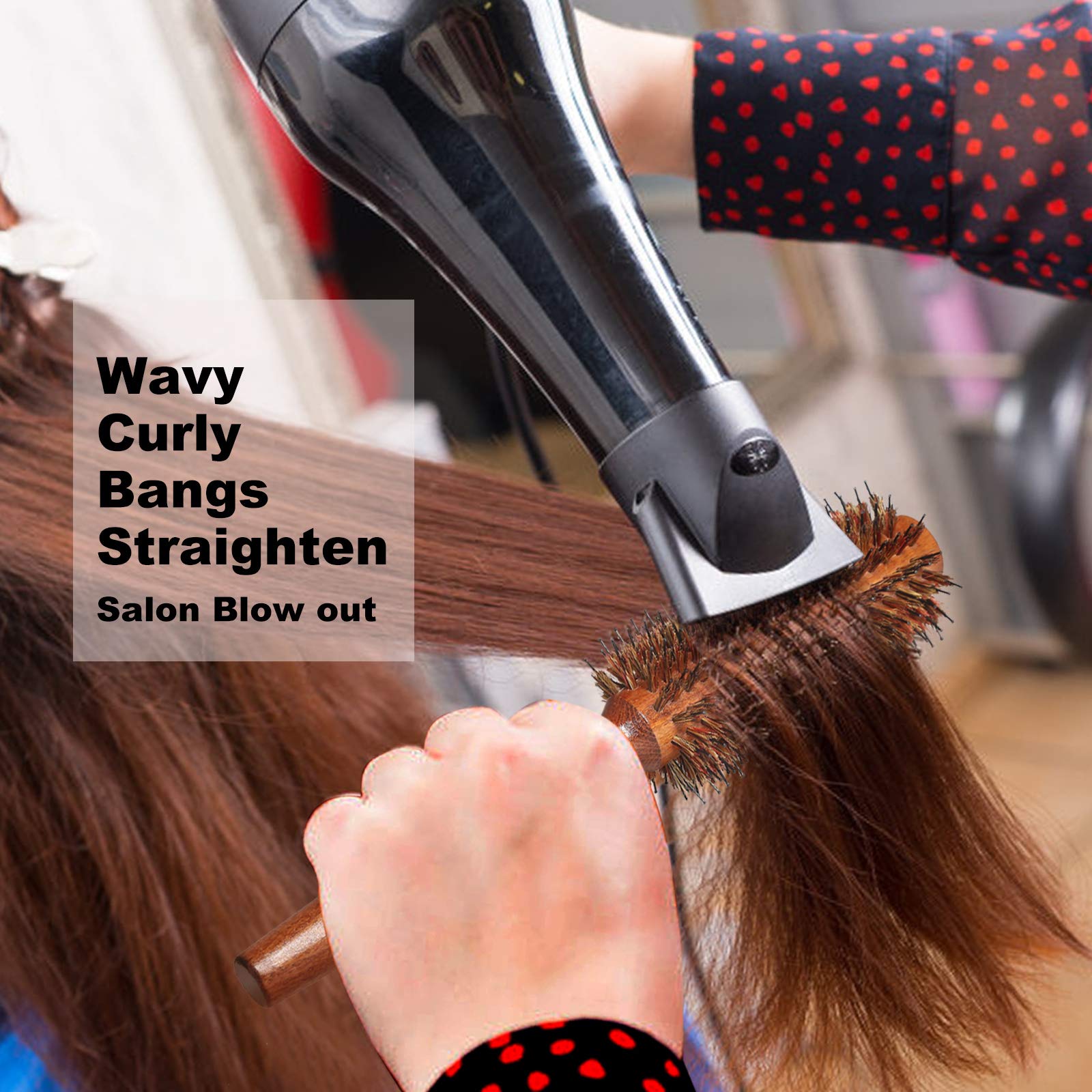 BESTOOL Round Brush for Blow Drying, Boar Bristle, 2.5 Inch, Brown, Model SUM-JP-ROLLER, Adds Shine & Volume, Minimizes Damage