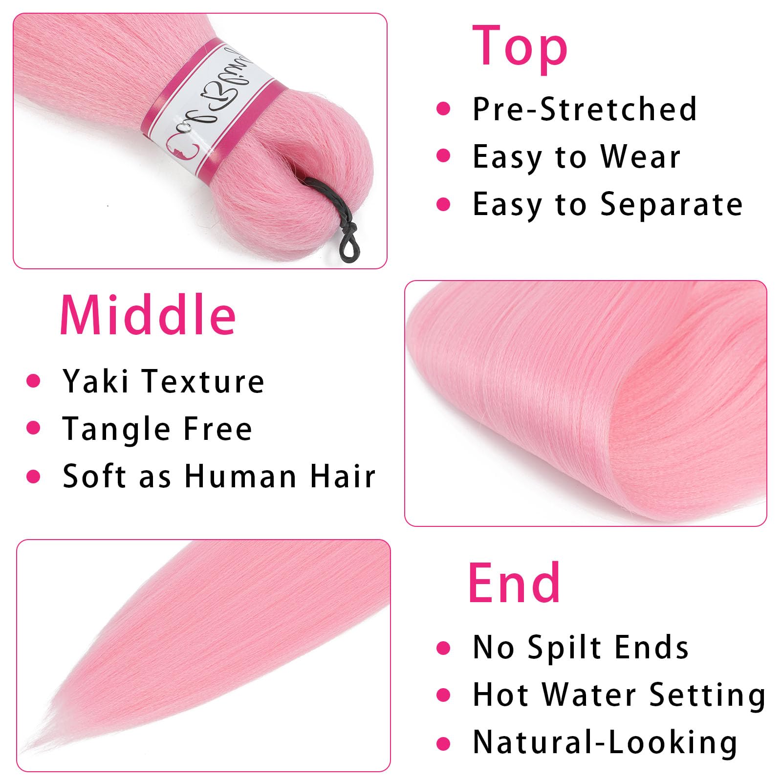 Col Bling Pink Braiding Hair Pre Stretched - 28 Inch 3 Pack Long Braid Hair Extensions For Women Box Braids Hair Yaki Texture Pr