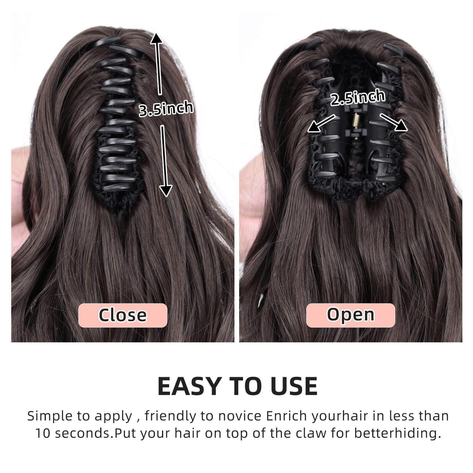 Heweicsy Ponytail Extension,Hair Extension Ponytail 22'' Long Claw Hair Extension Synthetic Wavy Straight Hairpieces Ponytail Cl
