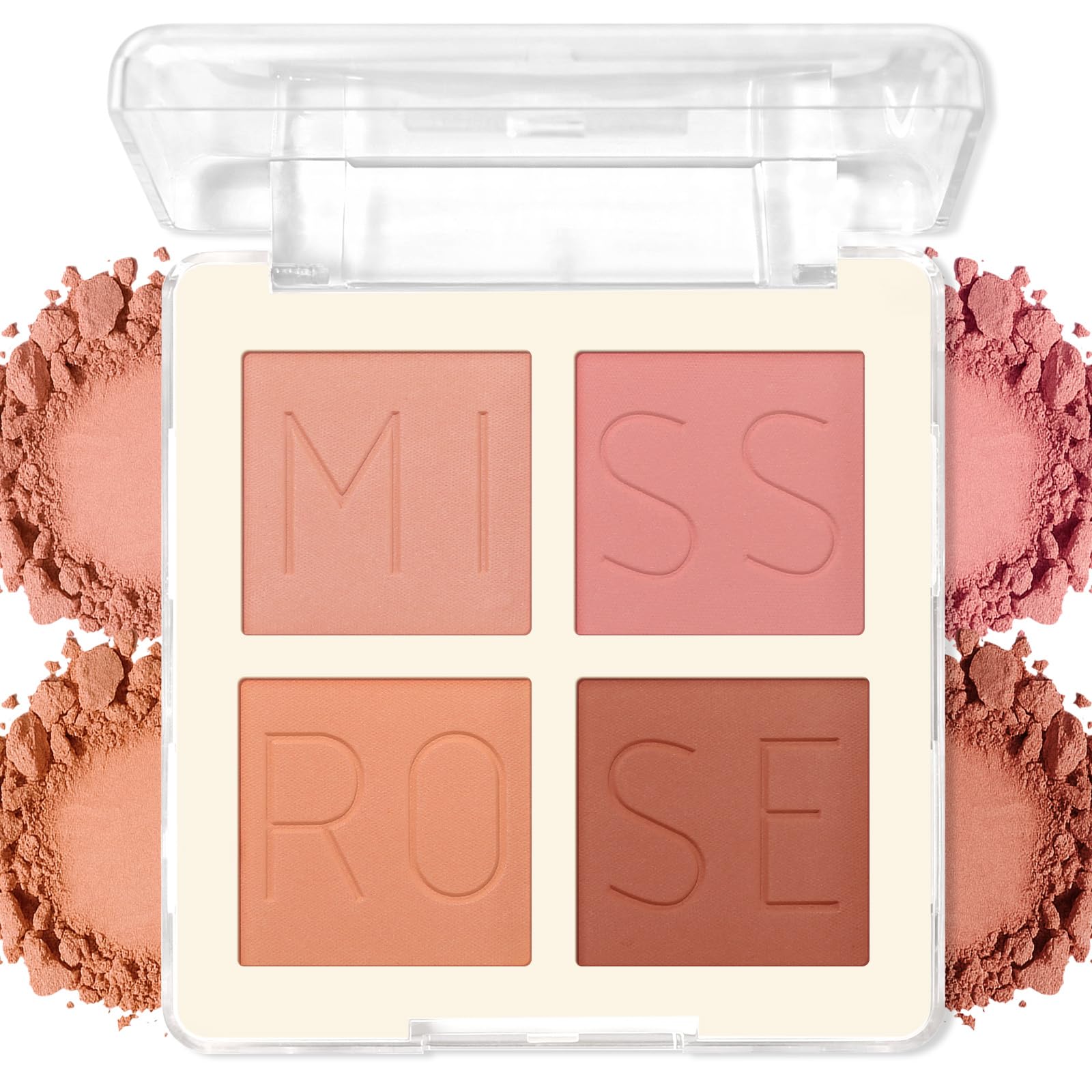 4 Colors Blush Palette, Matte Pressed Powder Blush for Cheeks, Highly Pigmented, Silky Smooth, Blendable and Long Lasting Face B