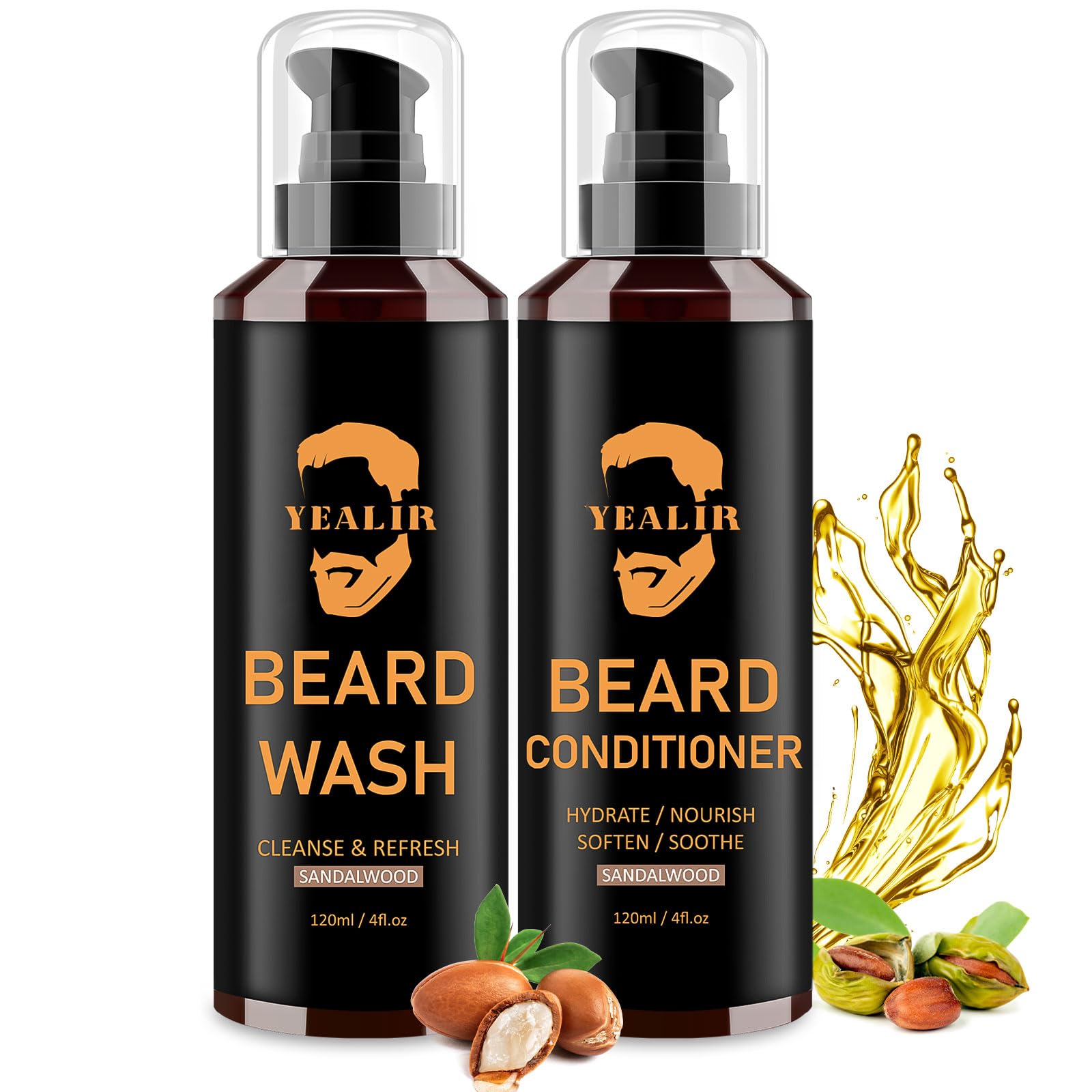 Beard Wash And Conditioner For A Soft Beard, Argan & Jojobal Oil To Deep Moisturize And Refresh Beards, Beard Shampoo For Men -